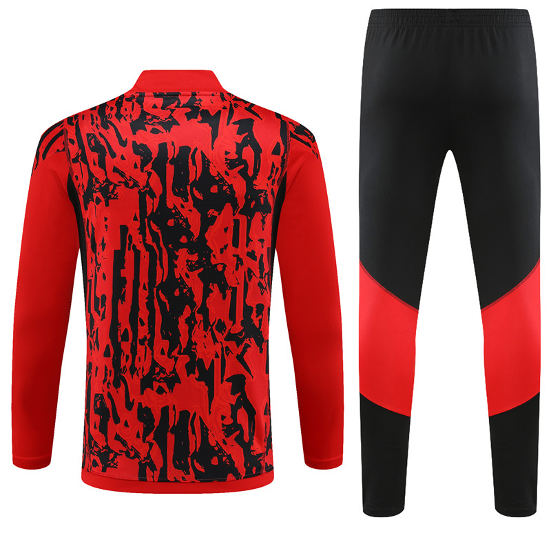 Manchester United 23-24 Kids Long Sleeve Training Set Red Camouflage - UnitedFutballJersey