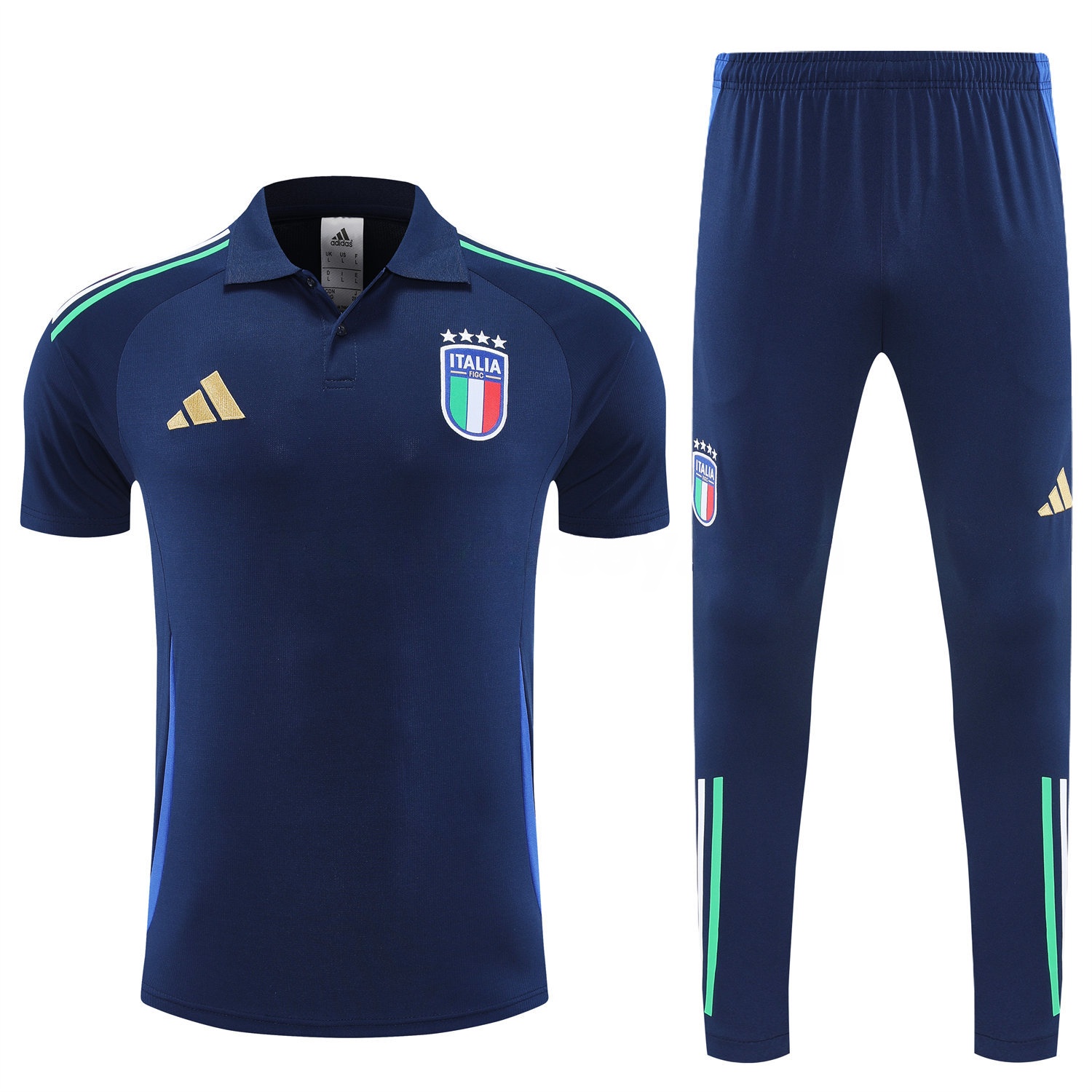Italy 25-26 POLO Short-Sleeve Training Set - Deep Blue Top and Pants - UnitedFutballJersey