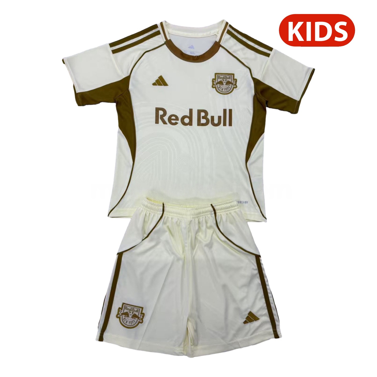 New York Red Bulls 25-26 Light Yellow Pre-Match Training Kids Kit - UnitedFutballJersey