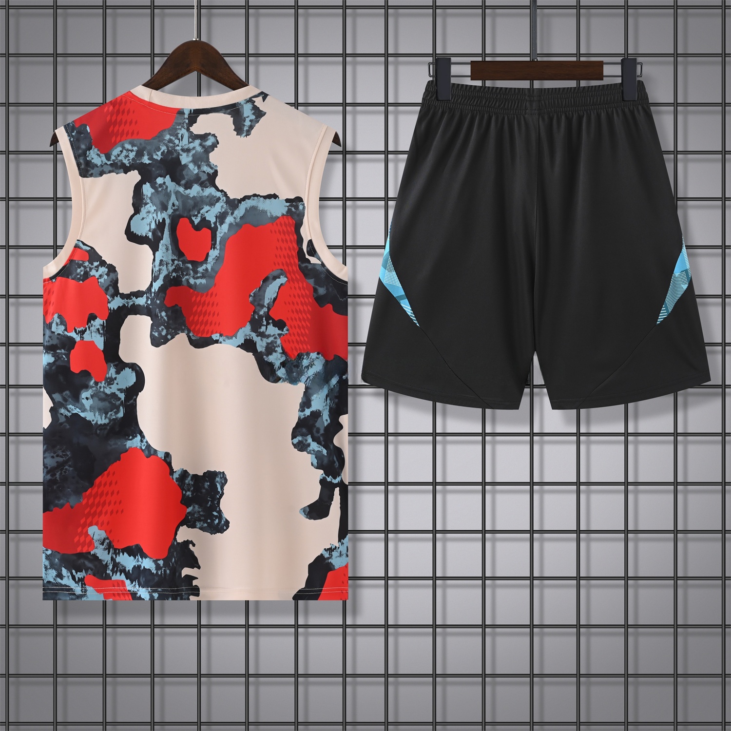 Bayern Munich 24-25 Pre-Match Vest Training Set - CamouflageTop & Black Shorts - UnitedFutballJersey