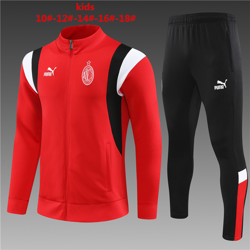 AC Milan 23-24 Kids Jacket Training Tracksuit - Red - UnitedFutballJersey