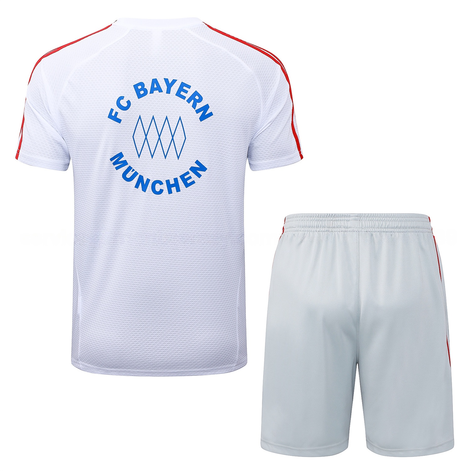 Bayern Munich 25-26 Short-Sleeve Training Set - White Throwback Top & Grey Shorts - UnitedFutballJersey