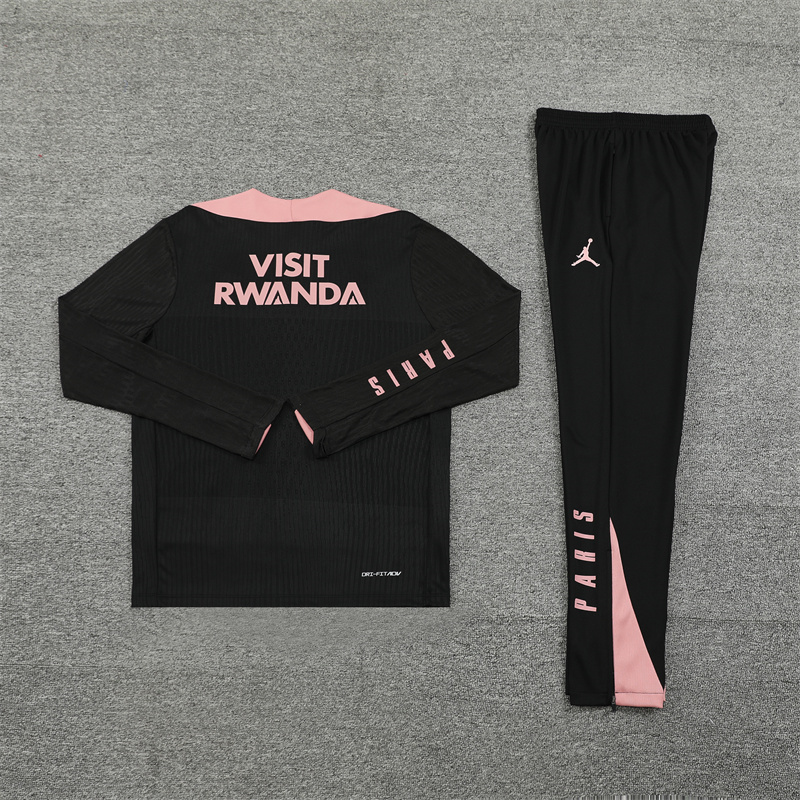 Paris Saint-Germain PSG X JD 24-25 Long Sleeve Training Set - Player Version - Black and Pink - UnitedFutballJersey