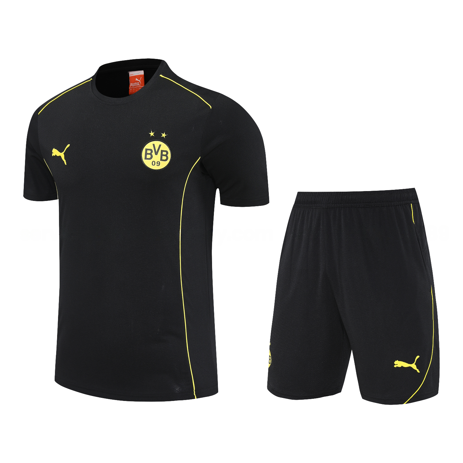 Dortmund 25-26 Short-Sleeve Training Set - Black Top & Black Shorts - UnitedFutballJersey