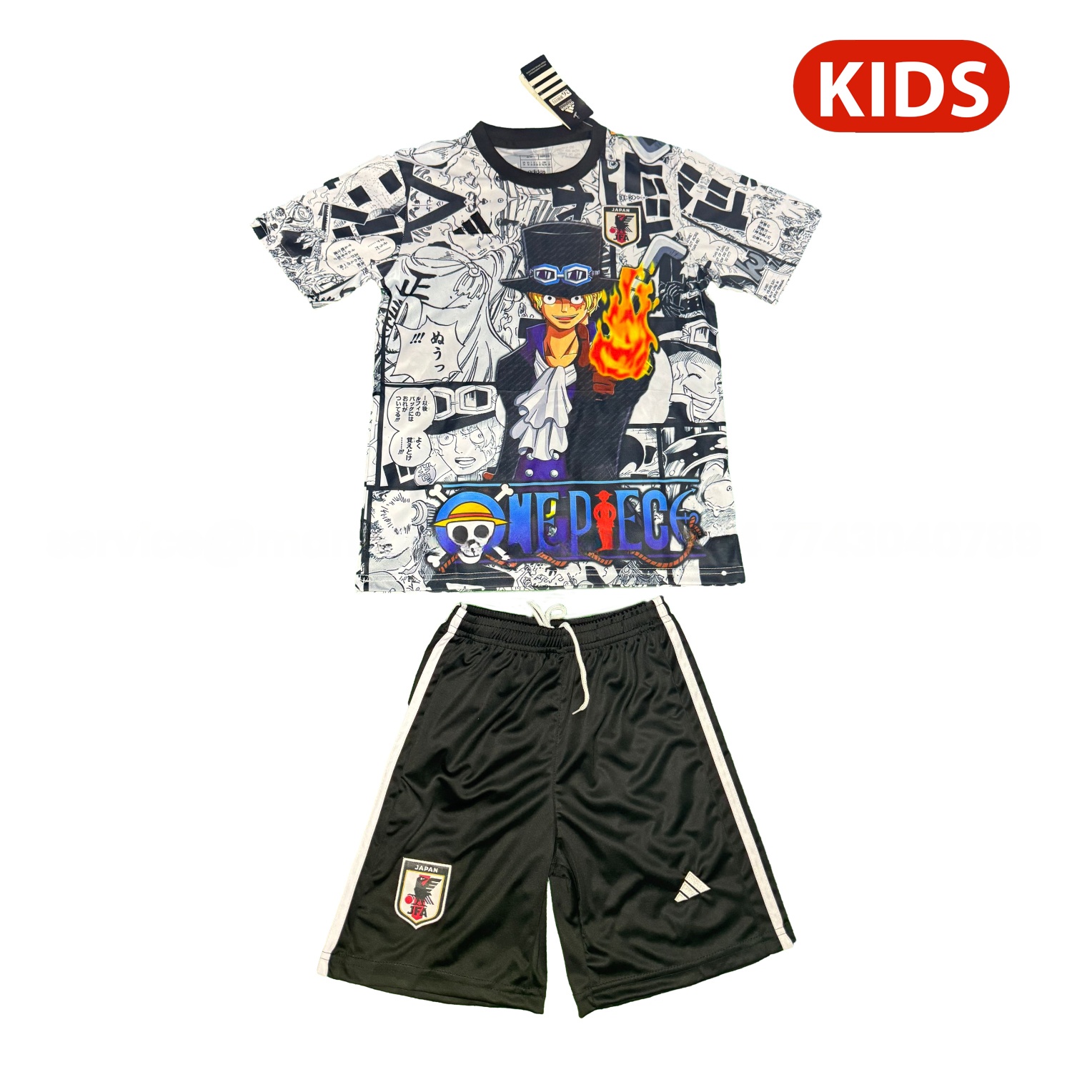 Japan 25-26 One Piece Sabo White Special Kids Kit - UnitedFutballJersey
