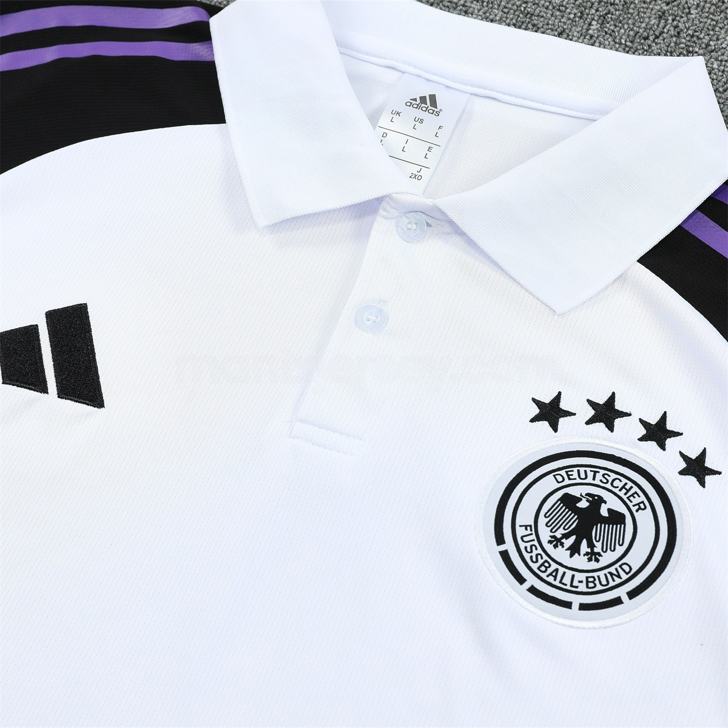 Germany 25-26 POLO Short-Sleeve Training Set - White Top Black Pants - UnitedFutballJersey