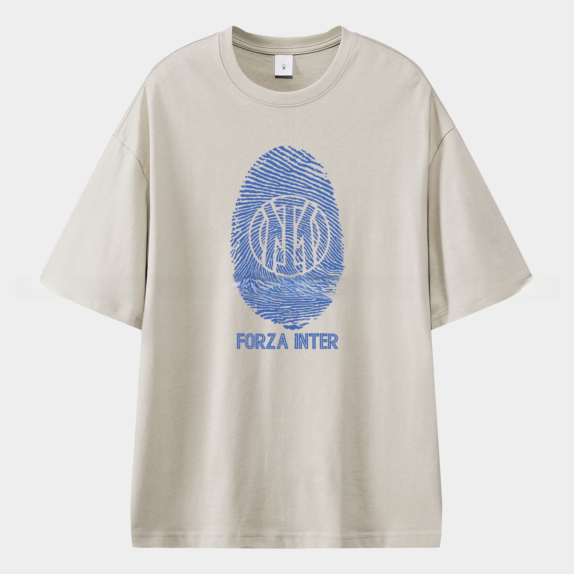 Inter Milan Team Logo Fingerprint Unisex Pure Cotton T-shirt - UnitedFutballJersey