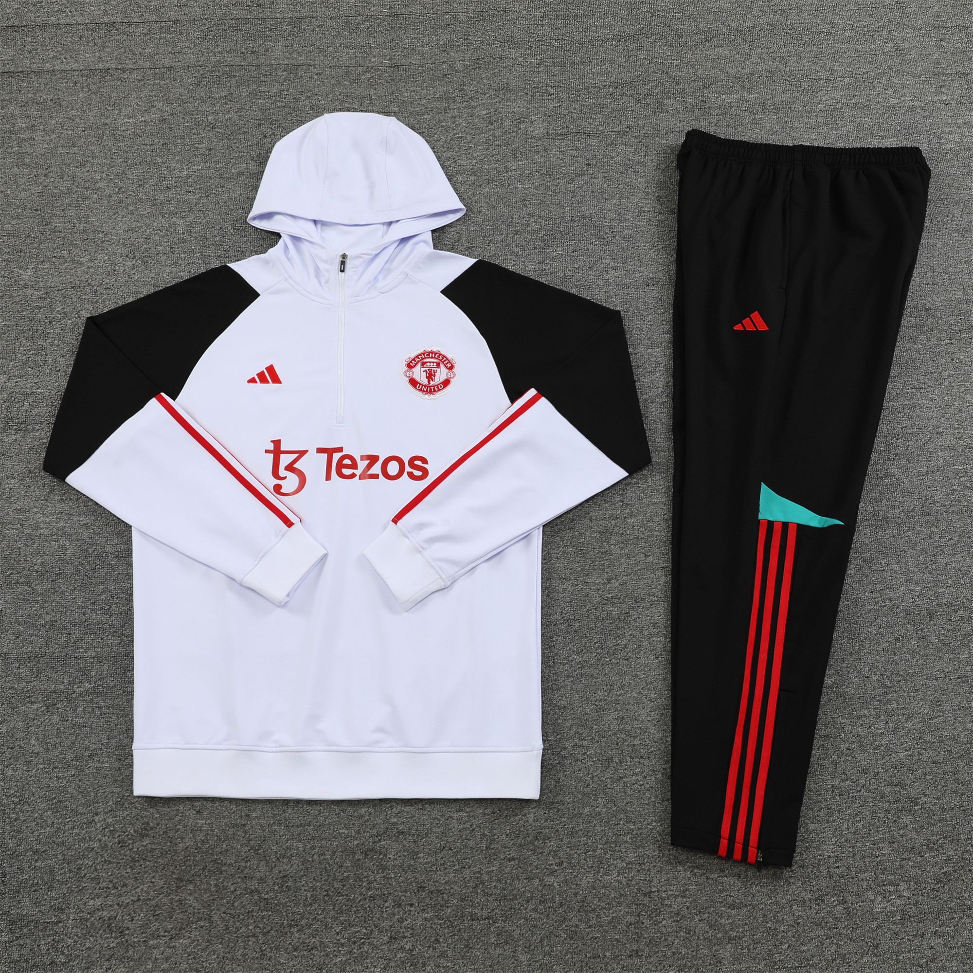 Manchester United 23-24 Men's Training Hoodie + Pants - White - UnitedFutballJersey