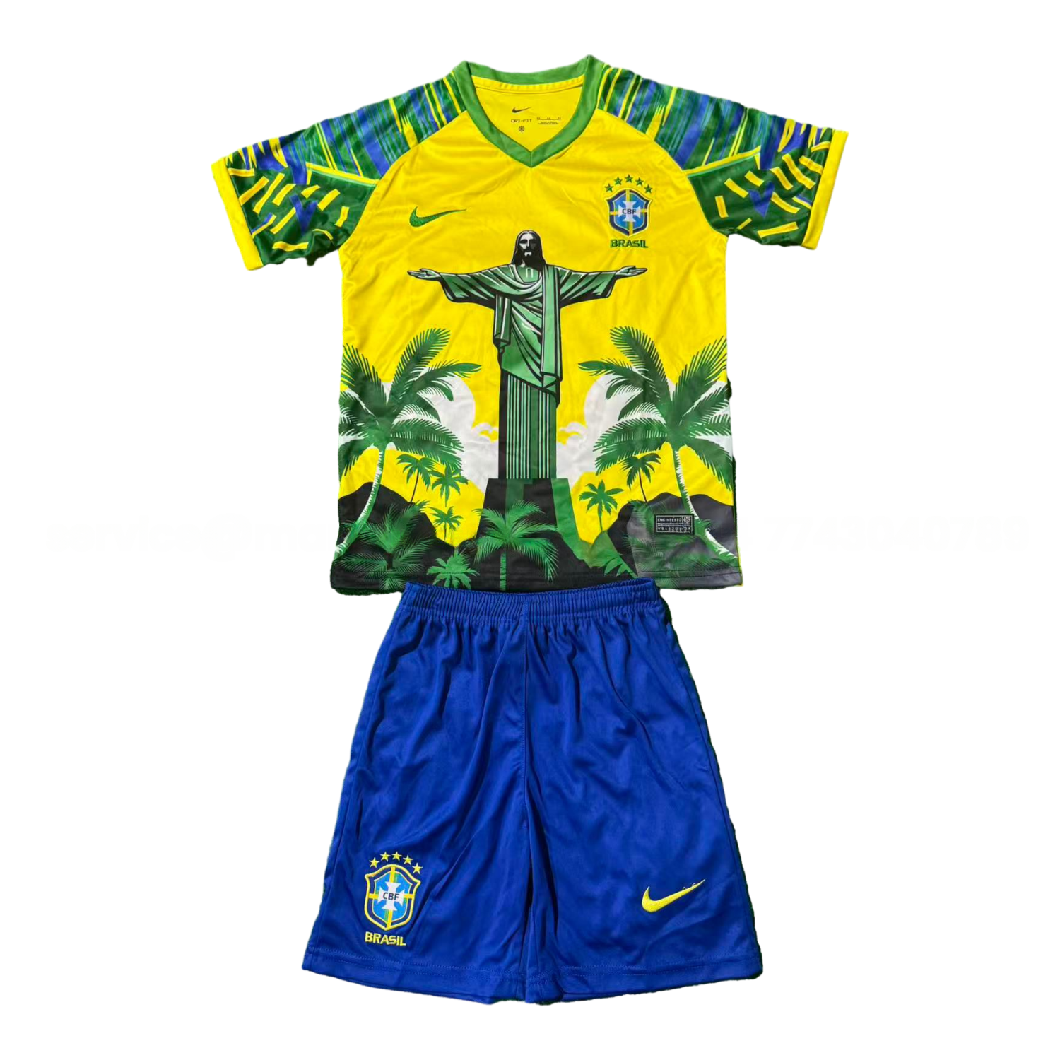 Brazil 25-26 Green Jesus Yellow Special Kids Kit - UnitedFutballJersey