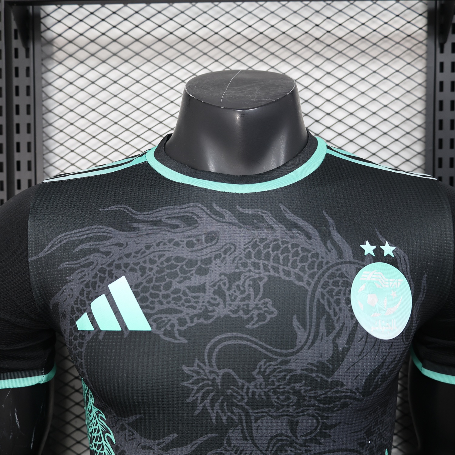 Algeria 25-26 Green Dragon Pattern Black Jersey - Player Version - UnitedFutballJersey