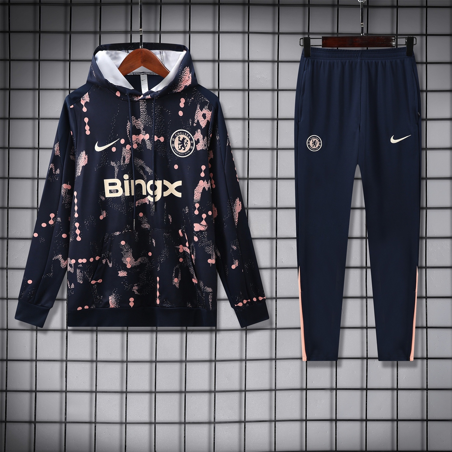 C.H.E.L.S.E.A 25-26 Traning Hoodie Set - Deep Blue With Royal Blue - UnitedFutballJersey