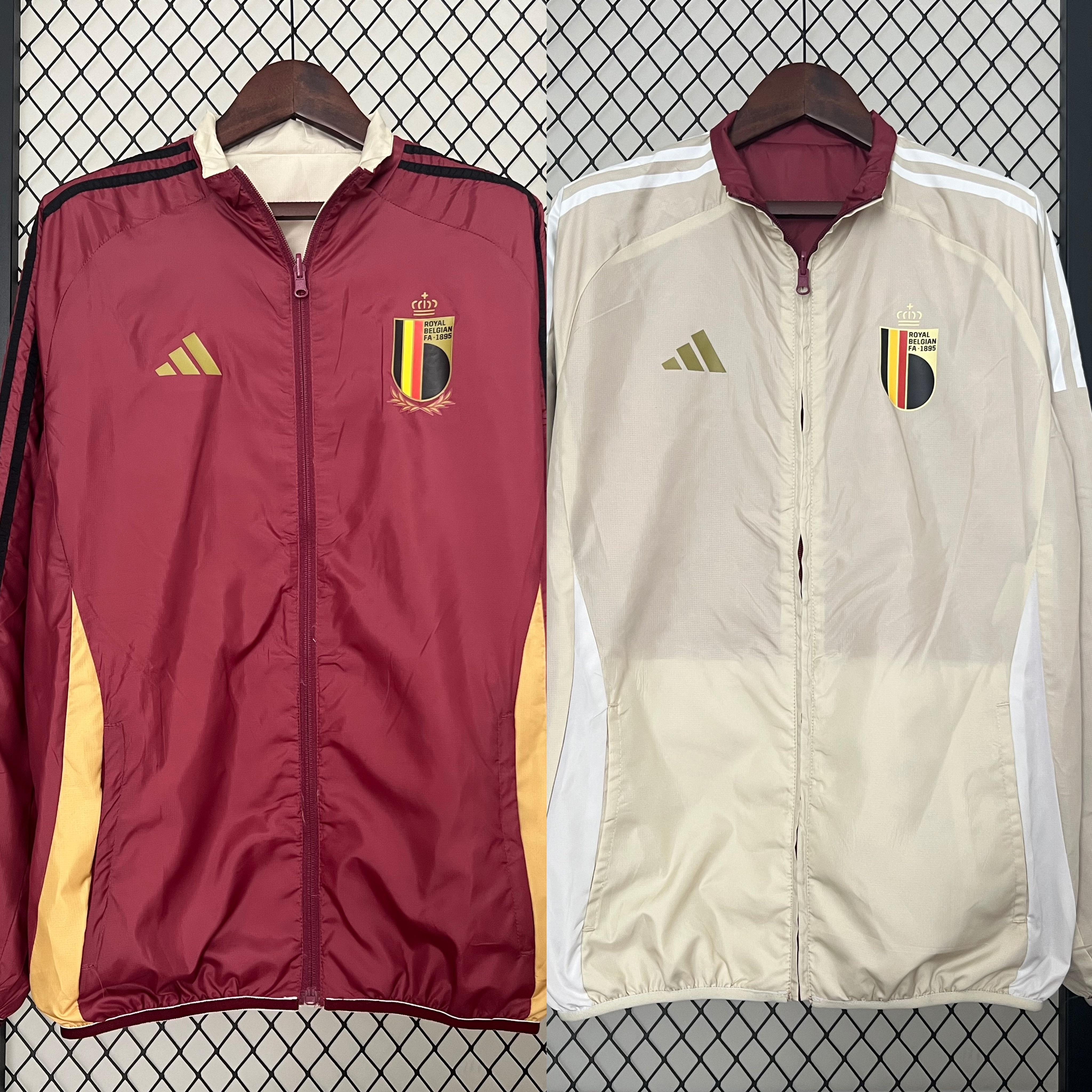 Belgium 2024 Double Sided Reversible Windbreaker - Red & Yellow - UnitedFutballJersey