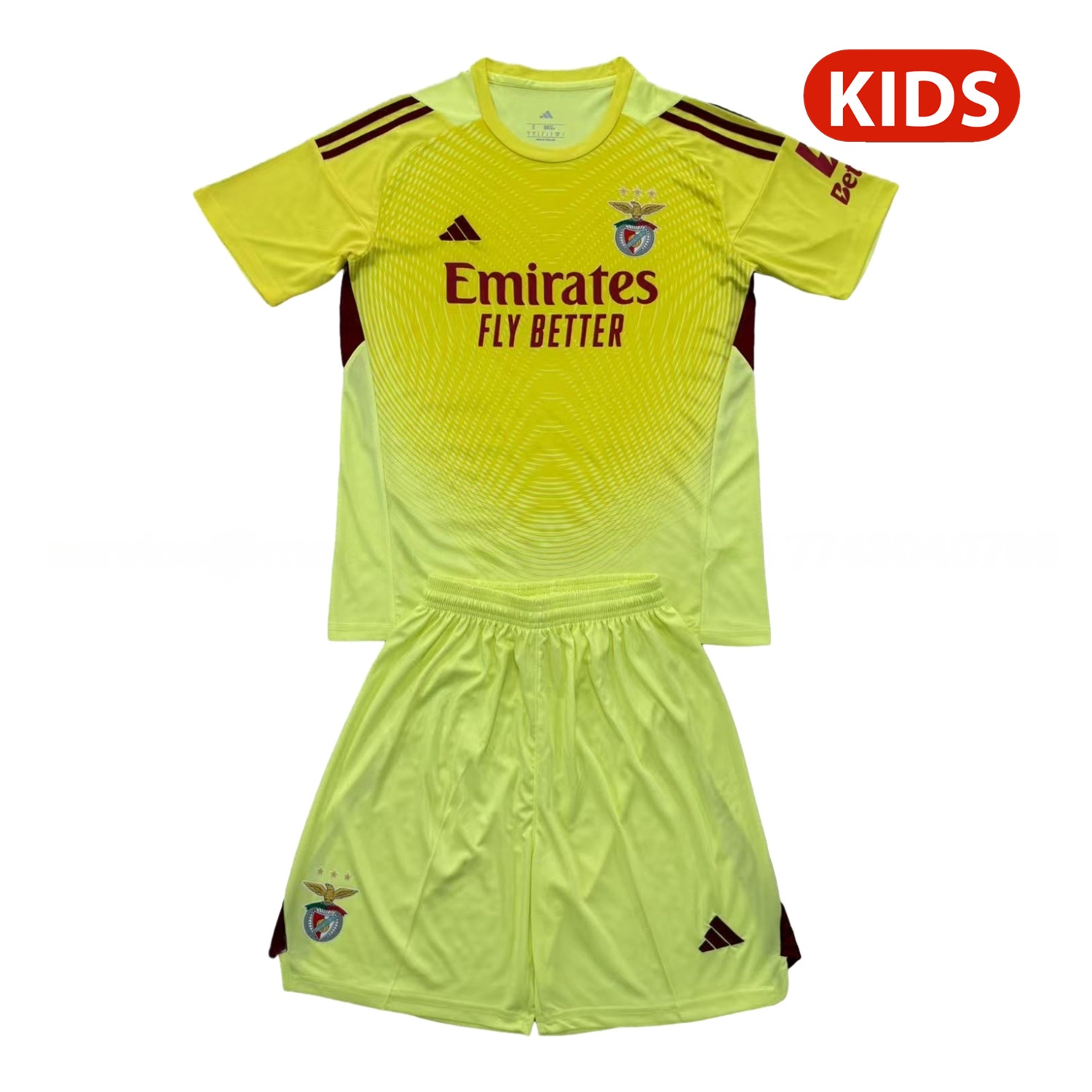 Benfica 25-26 Yellow Goalkeeper Kids Kit - UnitedFutballJersey