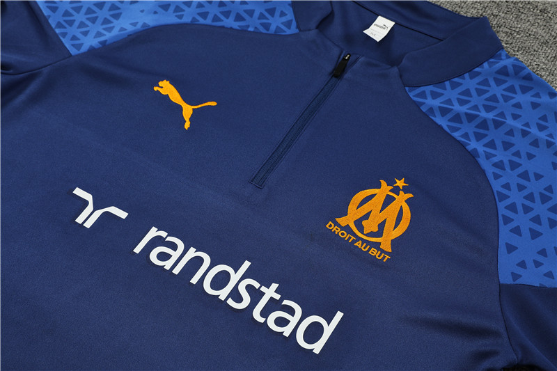 Marseille 23-24 Kids Long Sleeve Training Set Royal Rlue - UnitedFutballJersey
