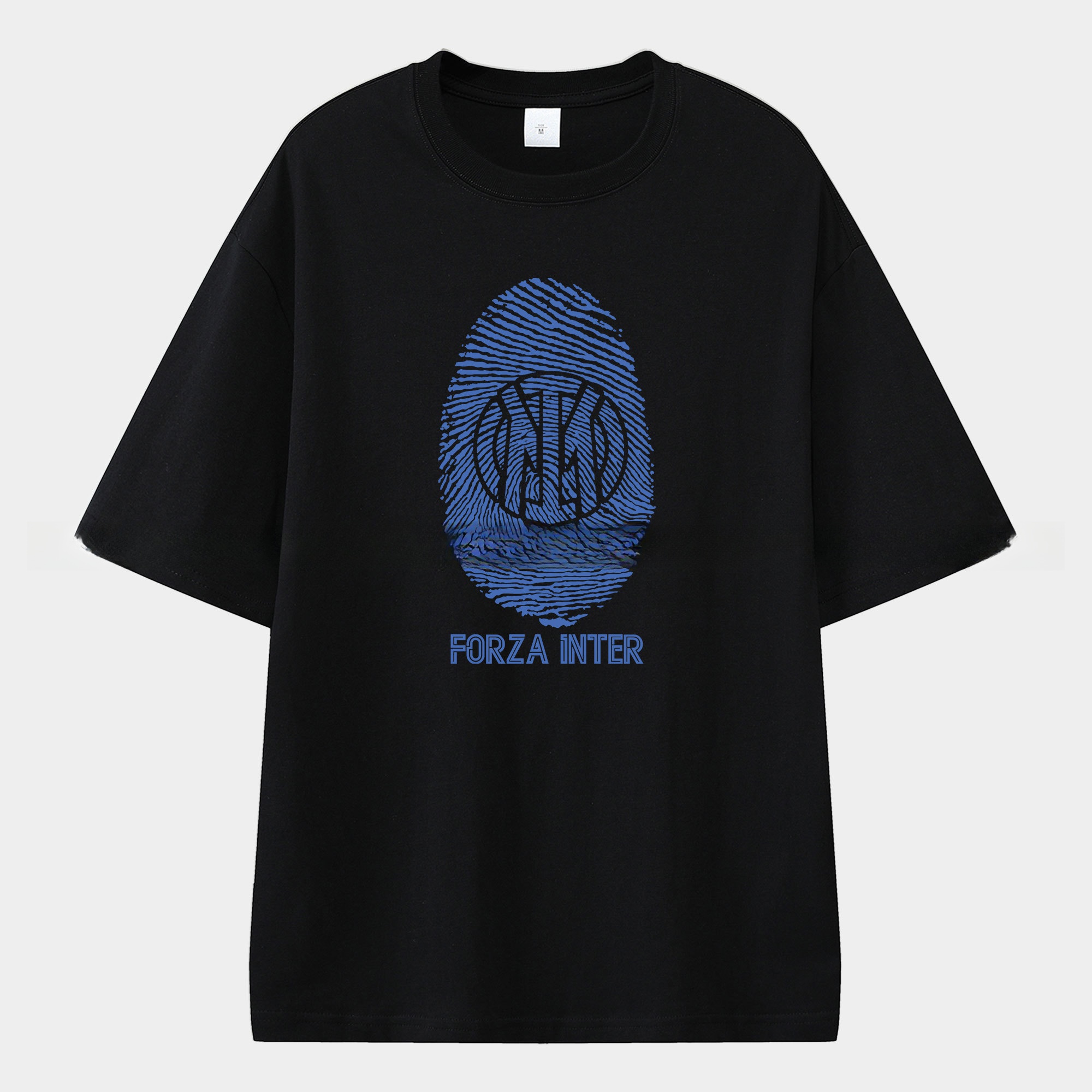 Inter Milan Team Logo Fingerprint Unisex Pure Cotton T-shirt - UnitedFutballJersey