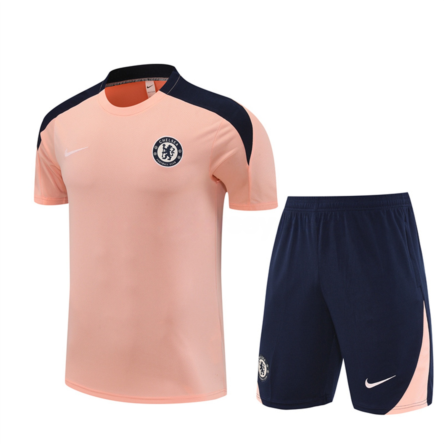 C.H.E.L.S.E.A 25-26 Kids Short-Sleeve Training Set - Pink top & Blue Shorts - UnitedFutballJersey