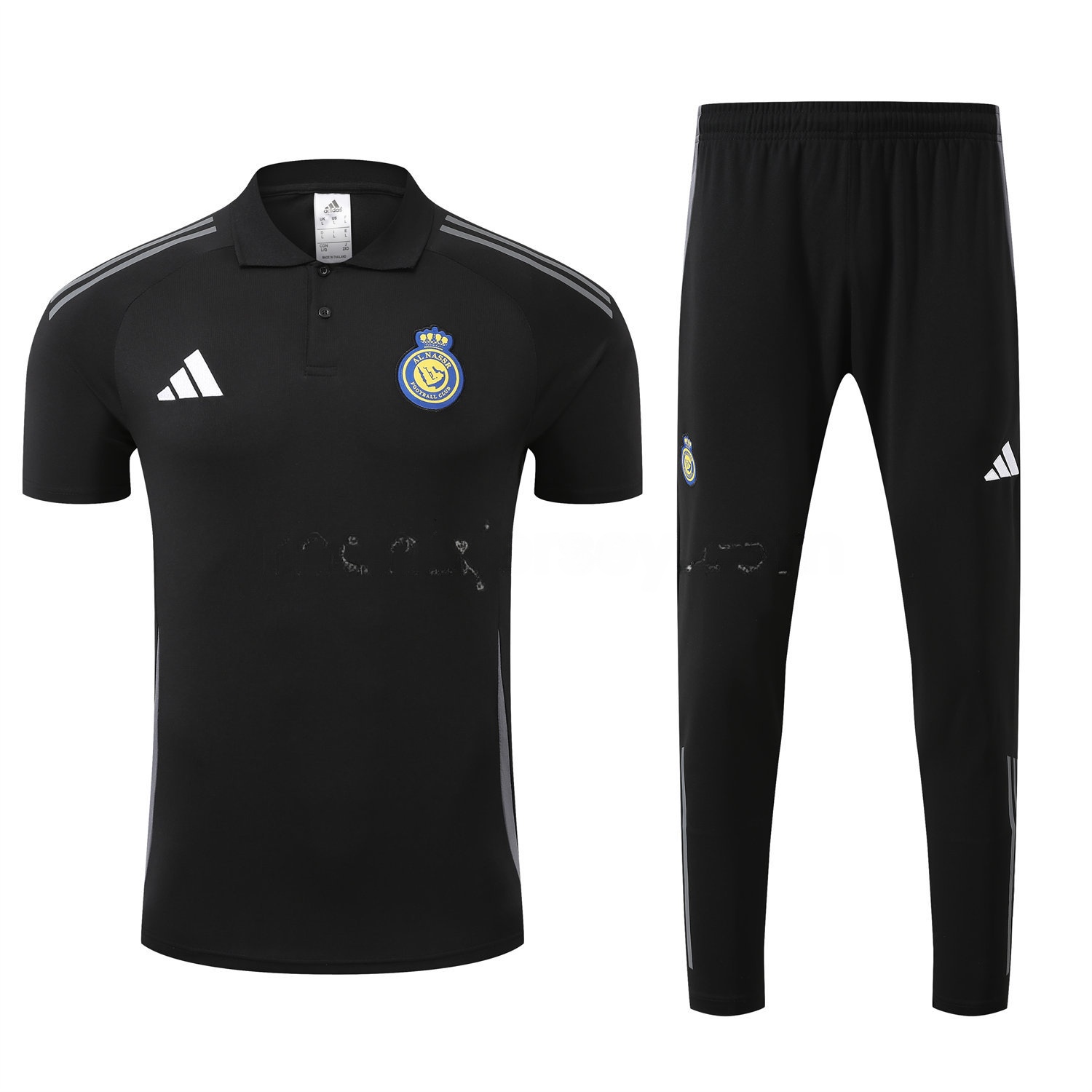 Al Nassr Riyadh Victory 25-26 POLO Short-Sleeve Training Set - Black Top and Pants - UnitedFutballJersey
