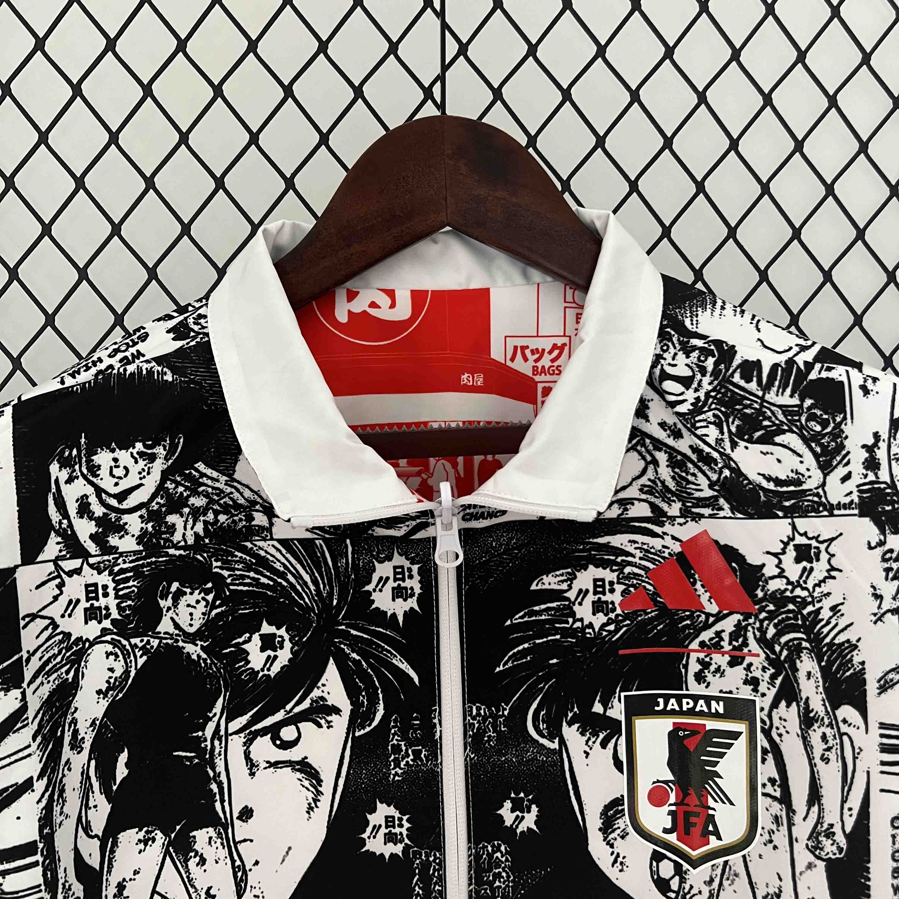 Japan 23-24 Double Sided Windbreaker - Black and Red Anime - UnitedFutballJersey