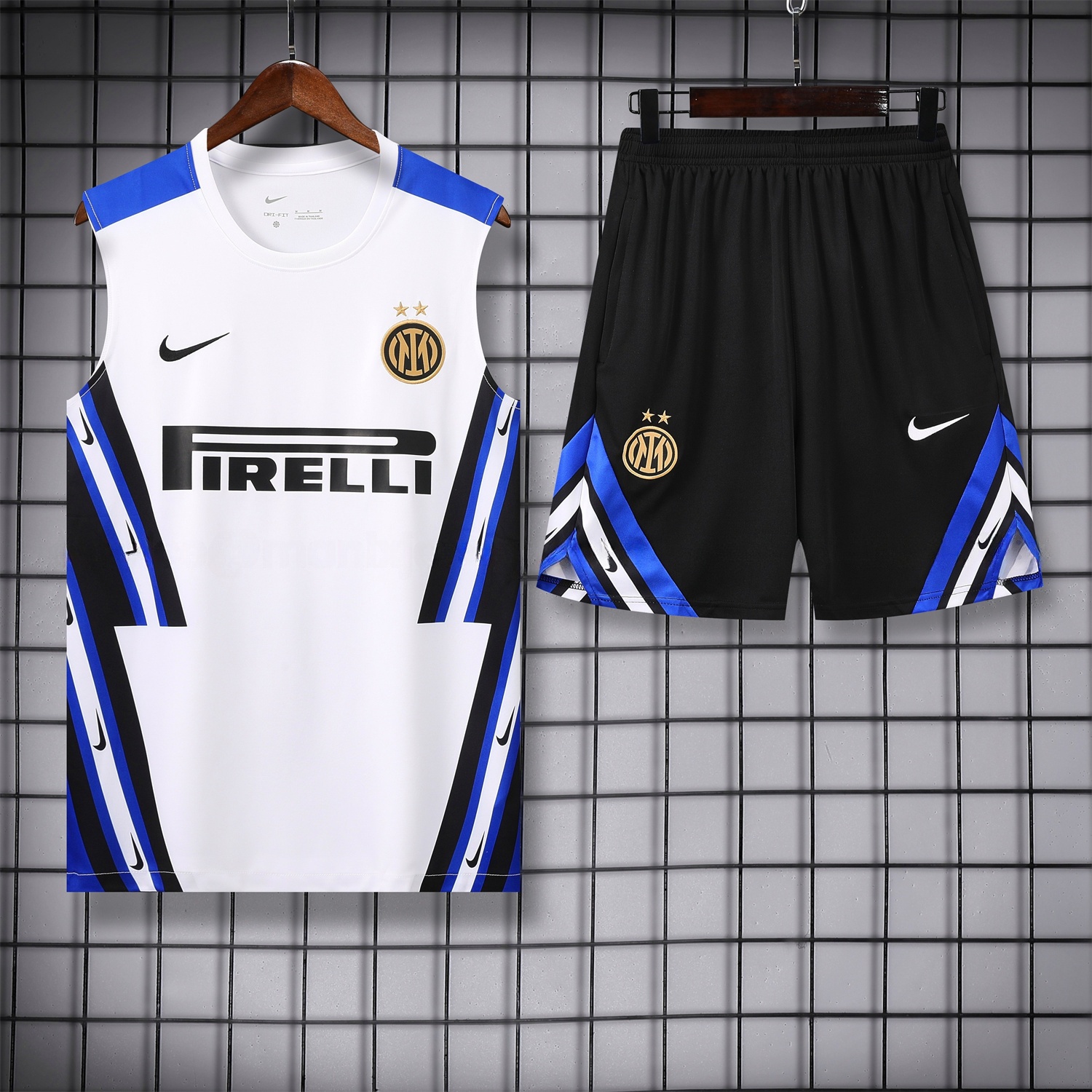 Inter Milan 25-26 Vest Training Set - White Vest & Black Shorts - UnitedFutballJersey
