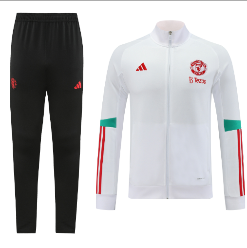 Manchester United 23-24 Jacket Training Tracksuit - White - UnitedFutballJersey
