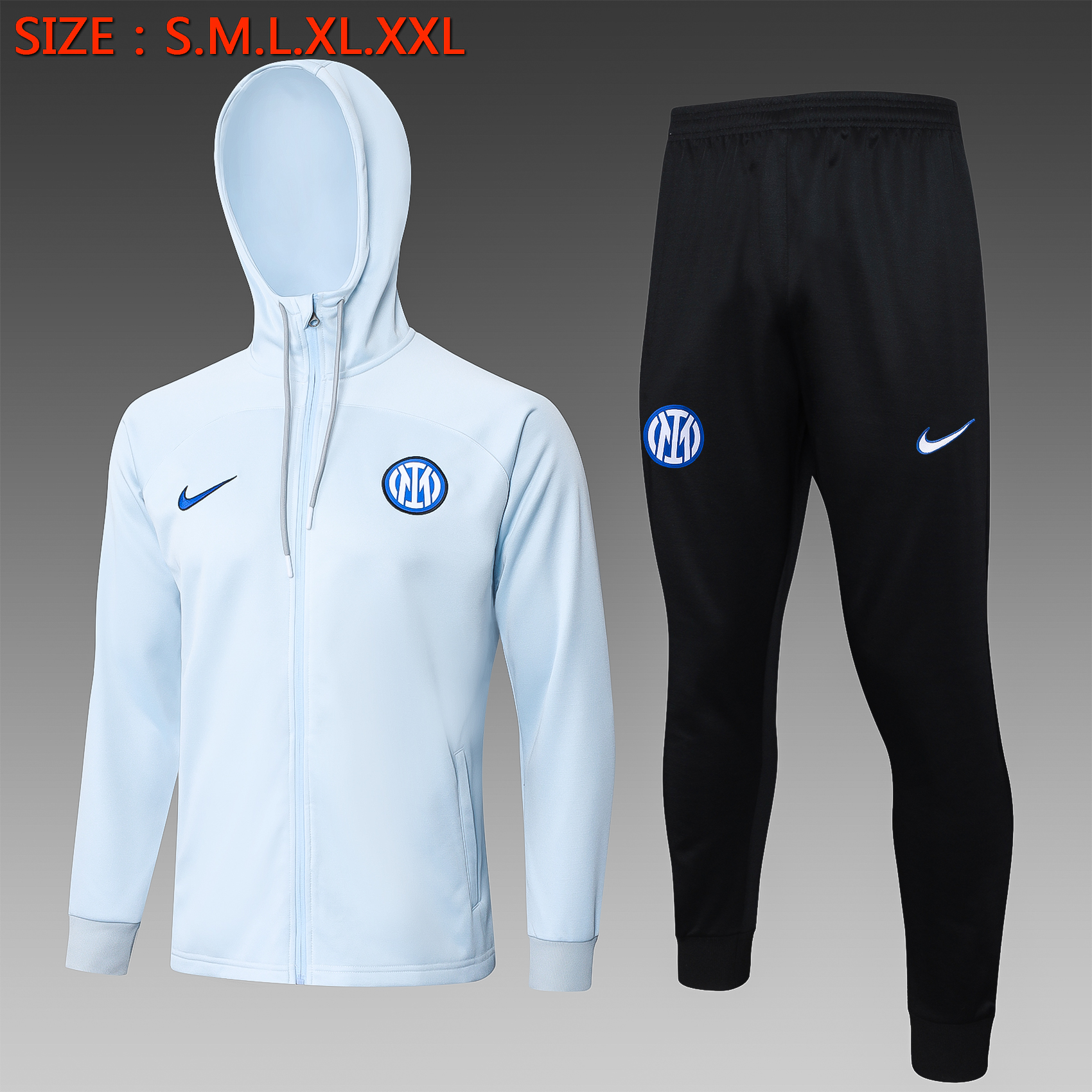 Inter Milan 23-24 Men's Training Hoodie + Pants - Light Blue - UnitedFutballJersey