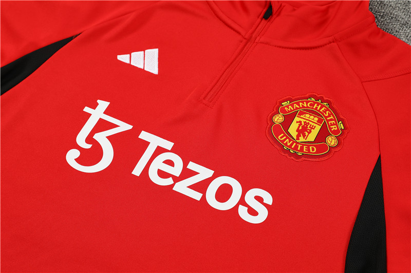 Manchester United 23-24 Kids Long Sleeve Training Set Red - UnitedFutballJersey