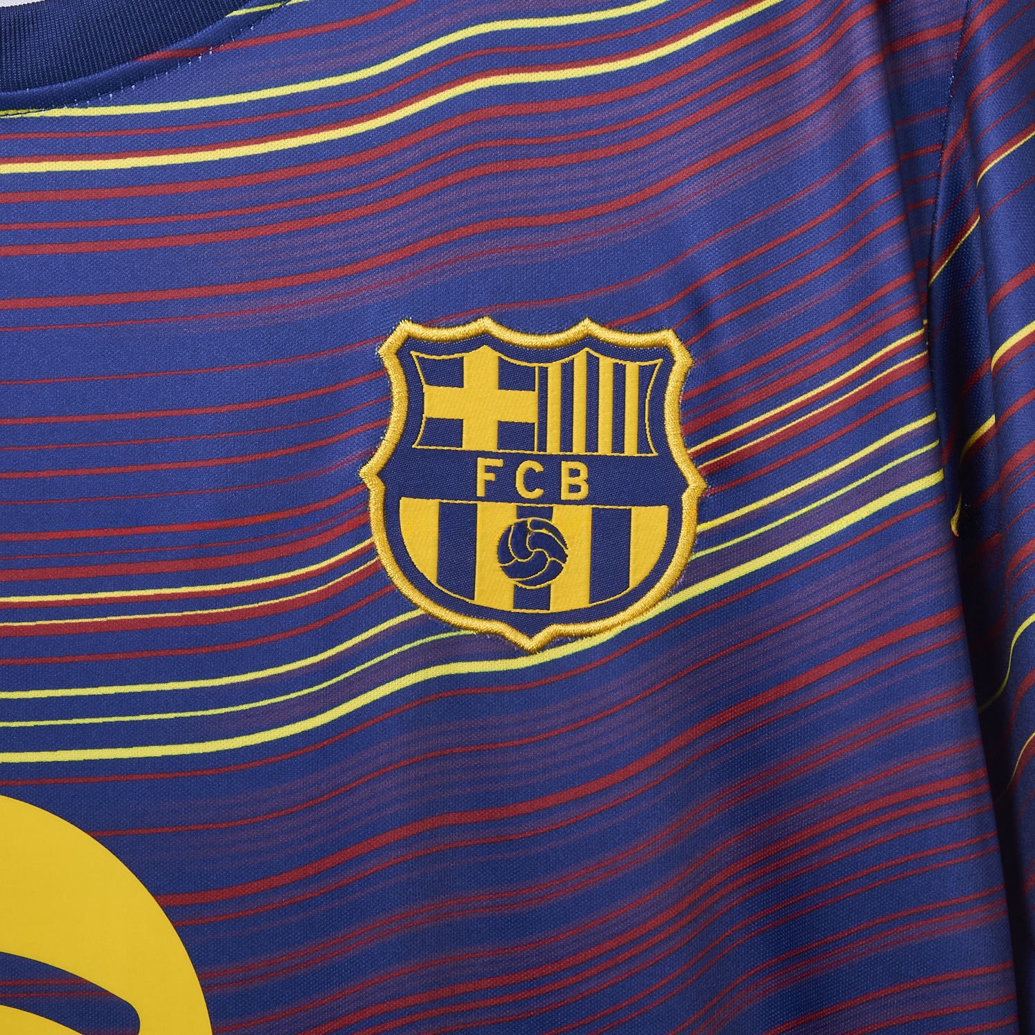 Barcelona 25-26 Deep Blue Pre-Match Training Jersey with Colorful Lines - Fans Version - UnitedFutballJersey