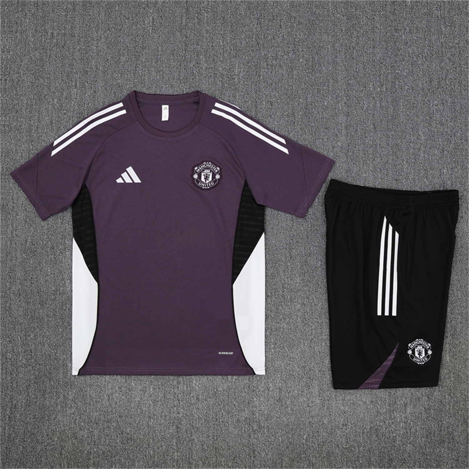 Manchester United 25-26 Short-Sleeve Training Set - Purple Top & Black shorts - UnitedFutballJersey