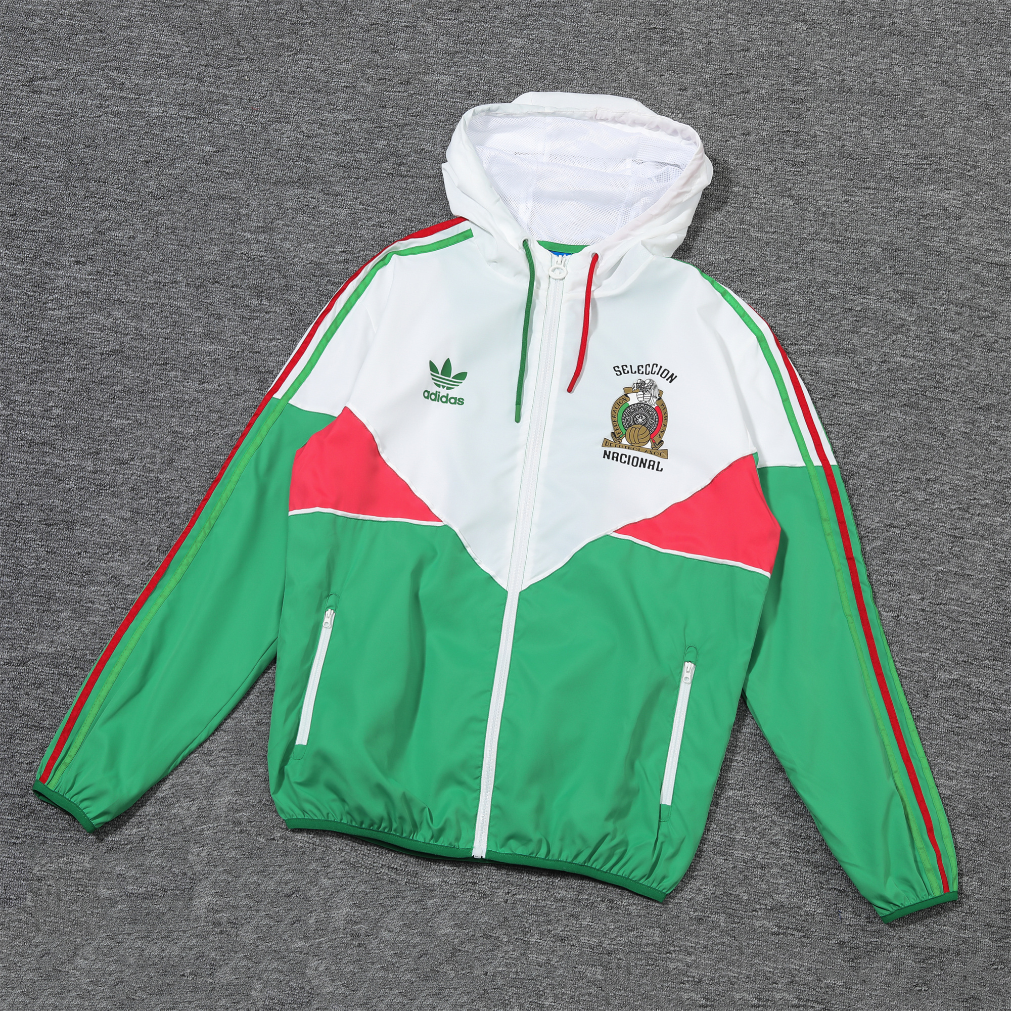 Mexico 2024 National Team Anthem Green Hooded Windbreaker - Player Version - UnitedFutballJersey