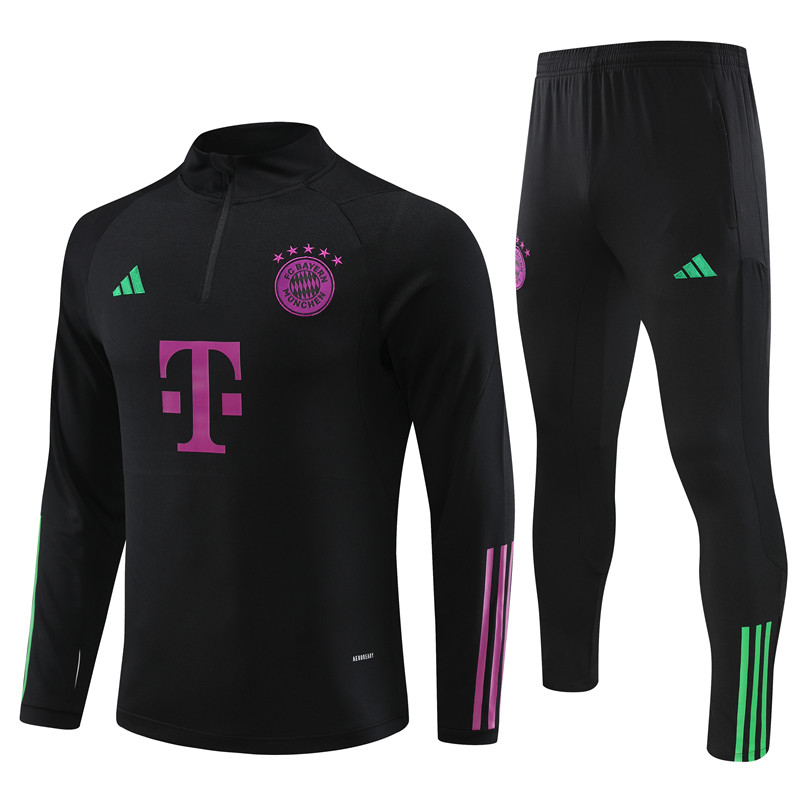Bayern Munich 23-24 Kids Long Sleeve Training Set Black and Purple - UnitedFutballJersey