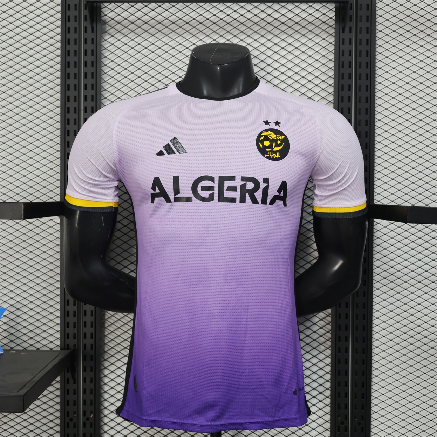 Algeria 25-26 White-purple Gradient Jersey with Black Chest Text - Player Version - UnitedFutballJersey