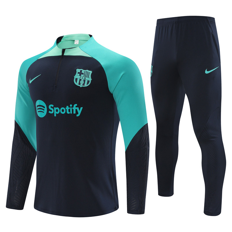 B.A.R.S.A 23-24 Long Sleeve Training Set -Black and Blue - UnitedFutballJersey