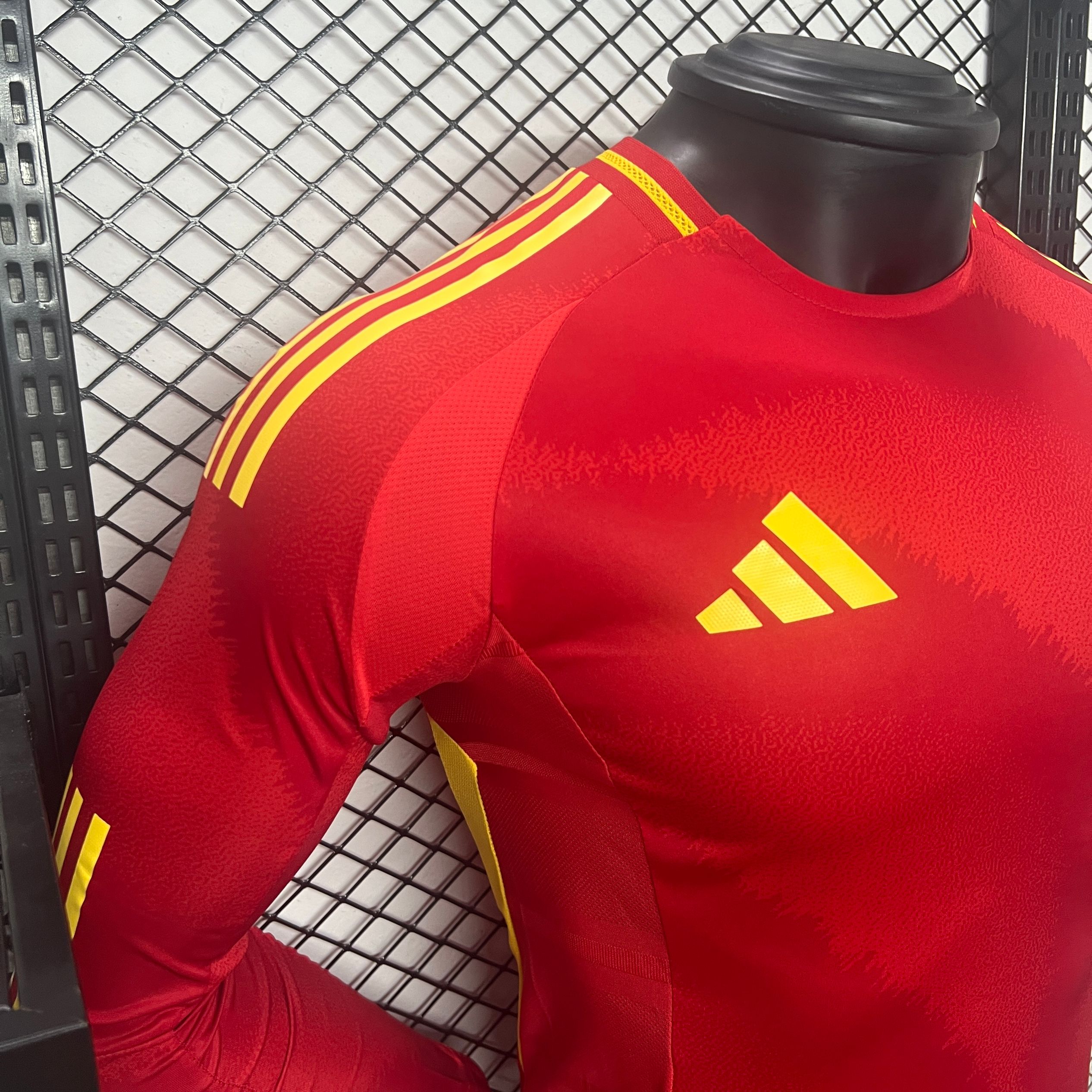 Spain 2024 Home Stadium Long Sleeve Jersey - Player Version - UnitedFutballJersey