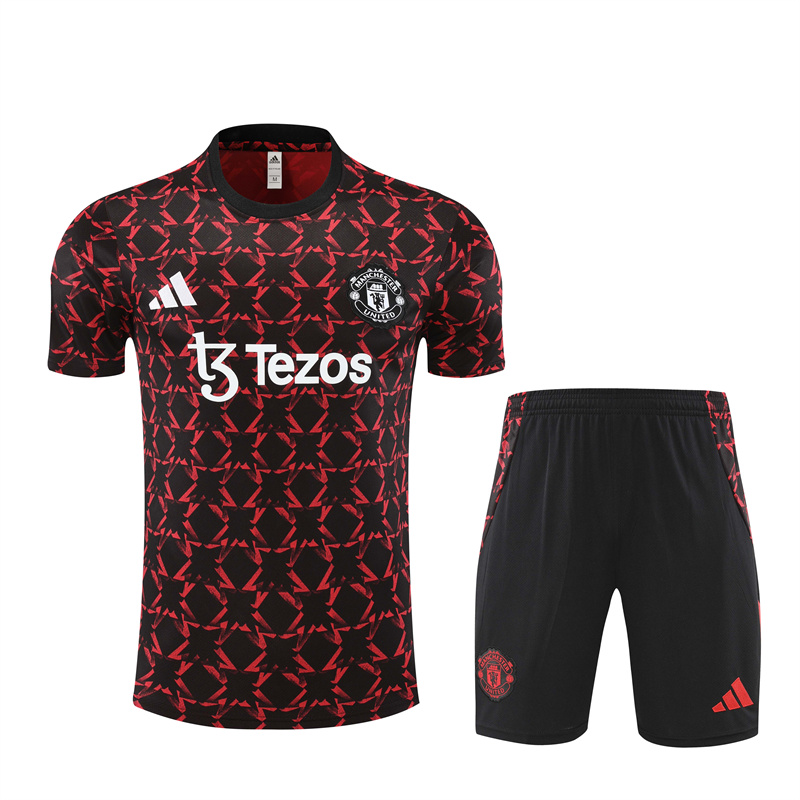 Manchester United 24-25 Short-Sleeve Training Set - Black Red Camouflage - UnitedFutballJersey