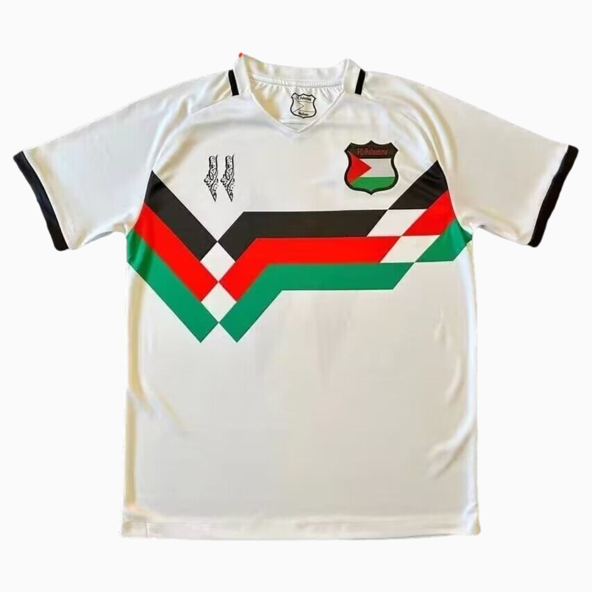 FC Palestina 24 - 25 Vintage Tricolor Jersey - with Patterns on the Back - UnitedFutballJersey