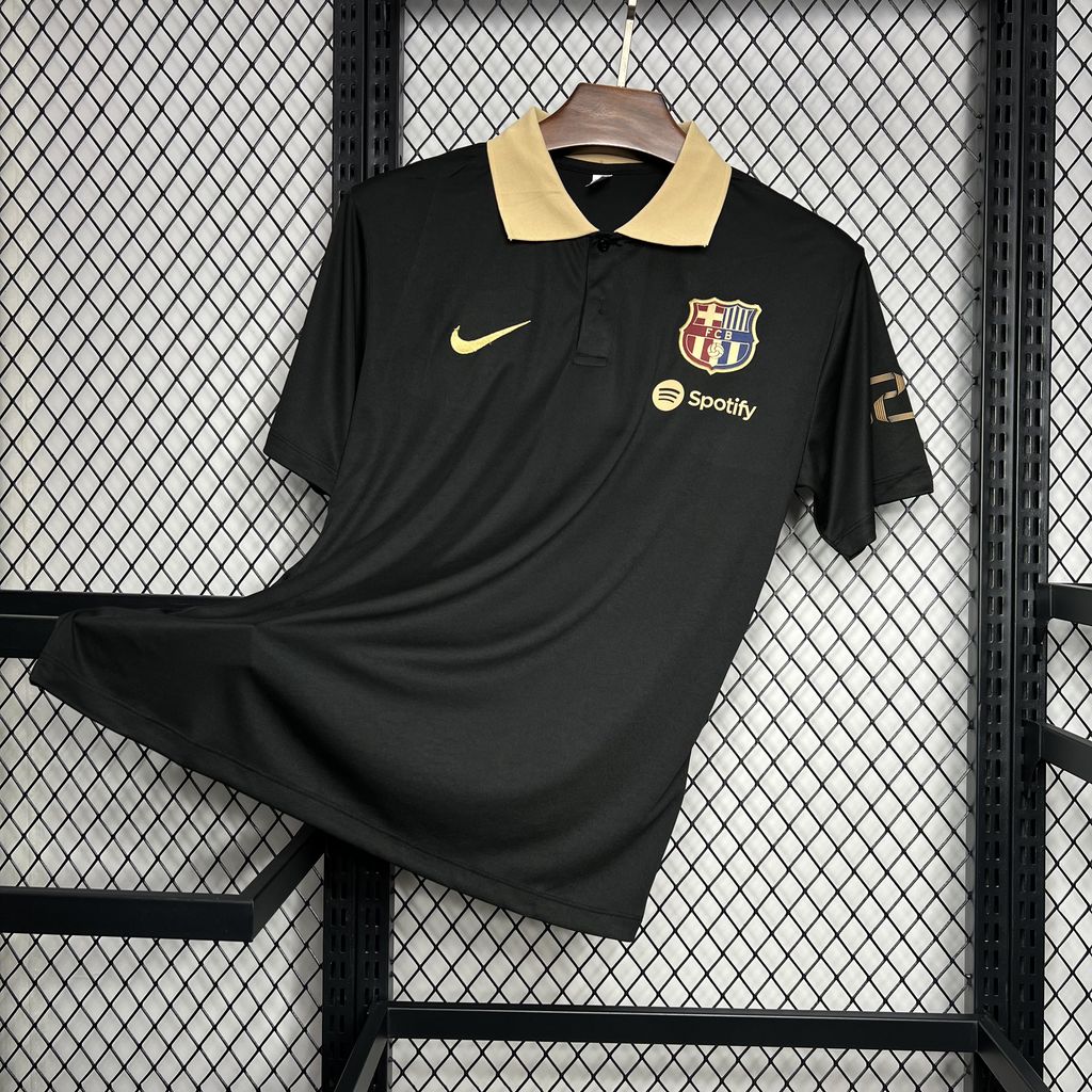 B.A.R.S.A 24-25 Black Gold Polo Shirt - Fans Version - UnitedFutballJersey