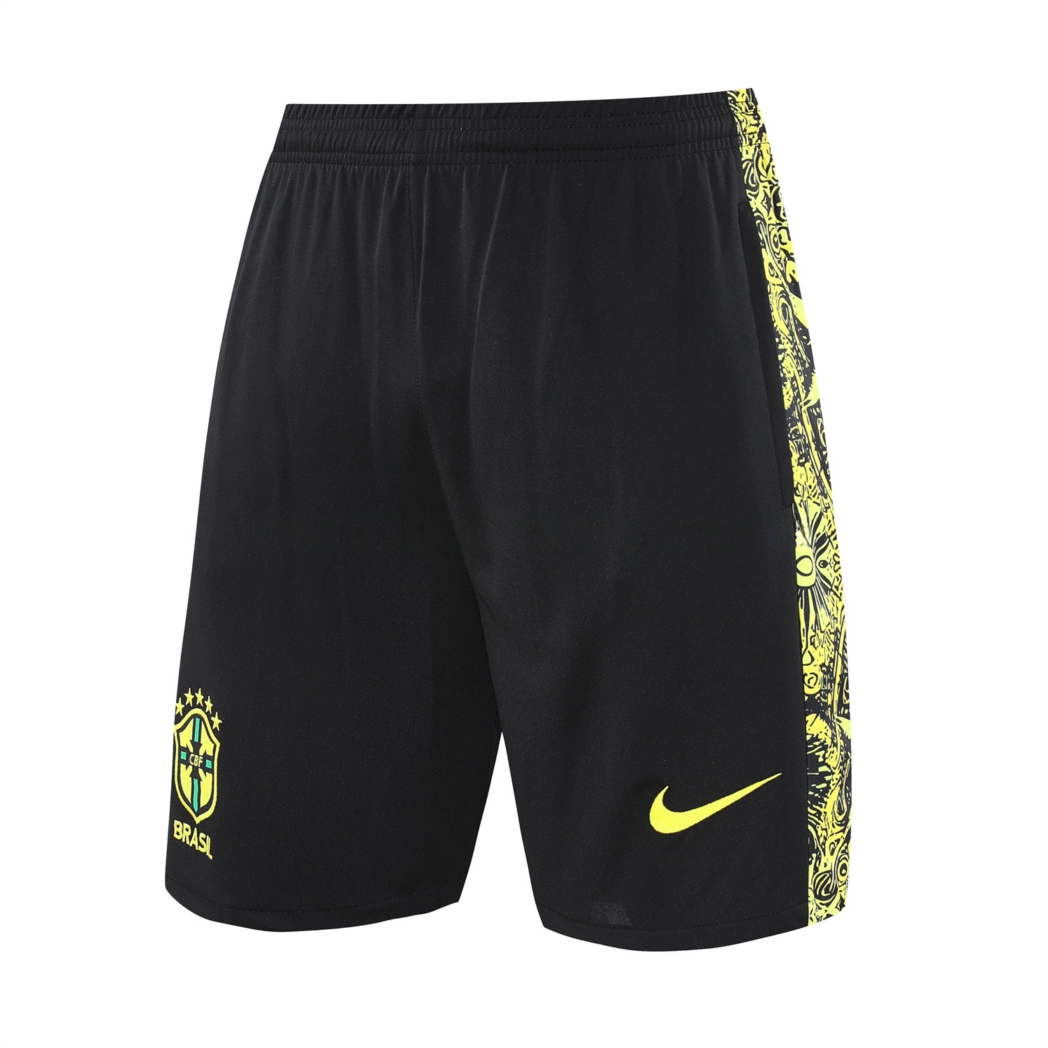 Brazil 25-26 Yellow Jesus Statue Vest Training Set - Yellow Vest & Black Shorts - UnitedFutballJersey