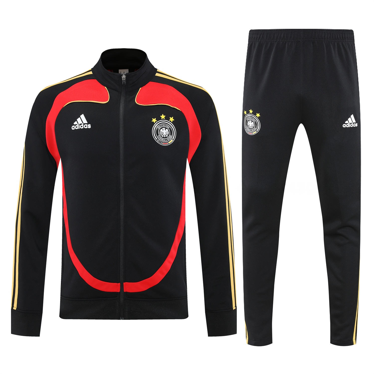 Germany 25-26 Jacket Training Tracksuit - Black Jackets & Black Pants - UnitedFutballJersey