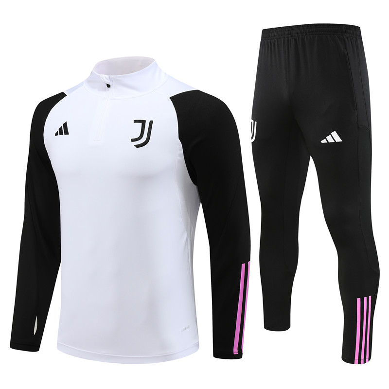 Juventus 23-24 Kids Long Sleeve Training Set Black and White - UnitedFutballJersey