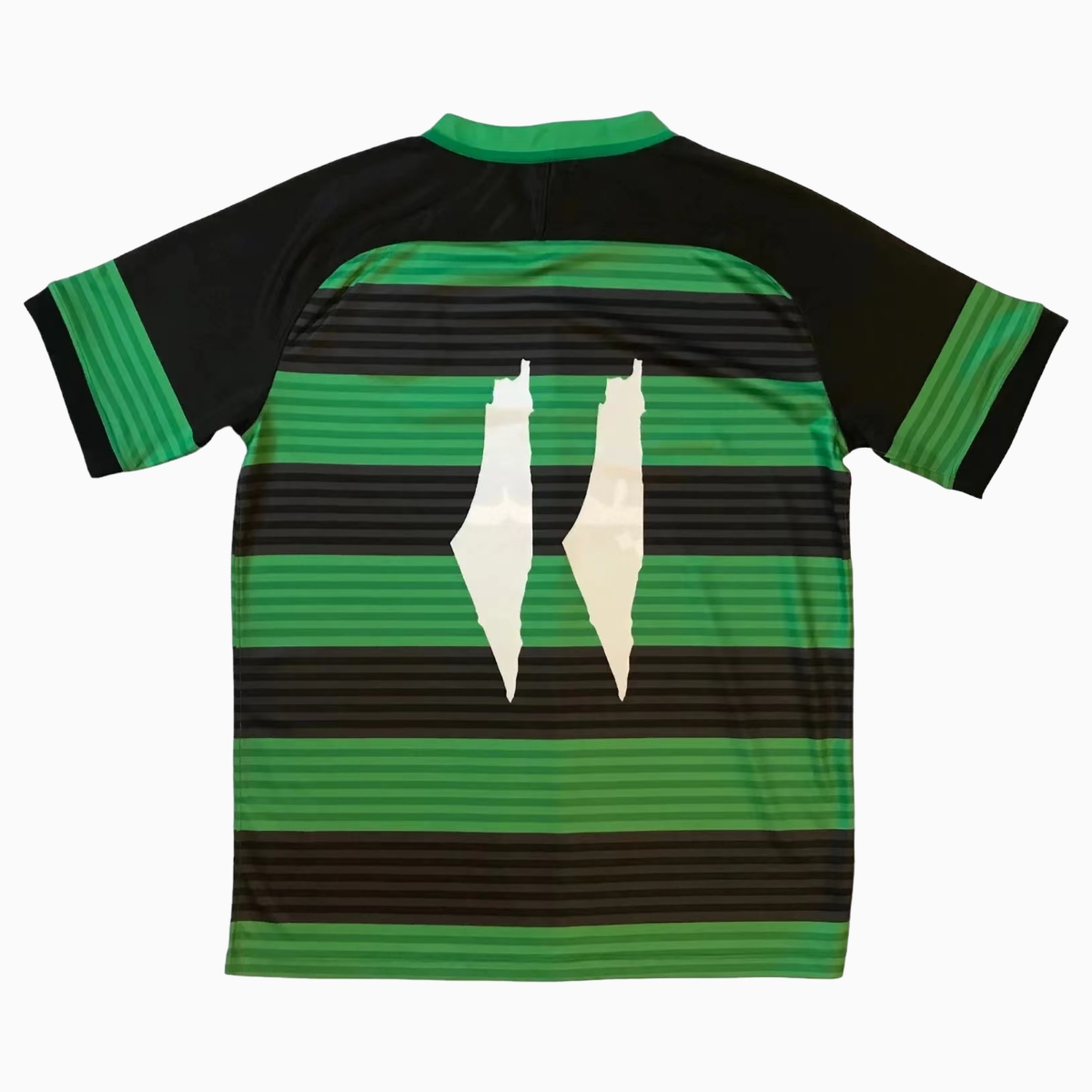 FC Palestina 24 - 25 Black and Green Horizontal Striped Jersey - With Arabic and Patterns - UnitedFutballJersey
