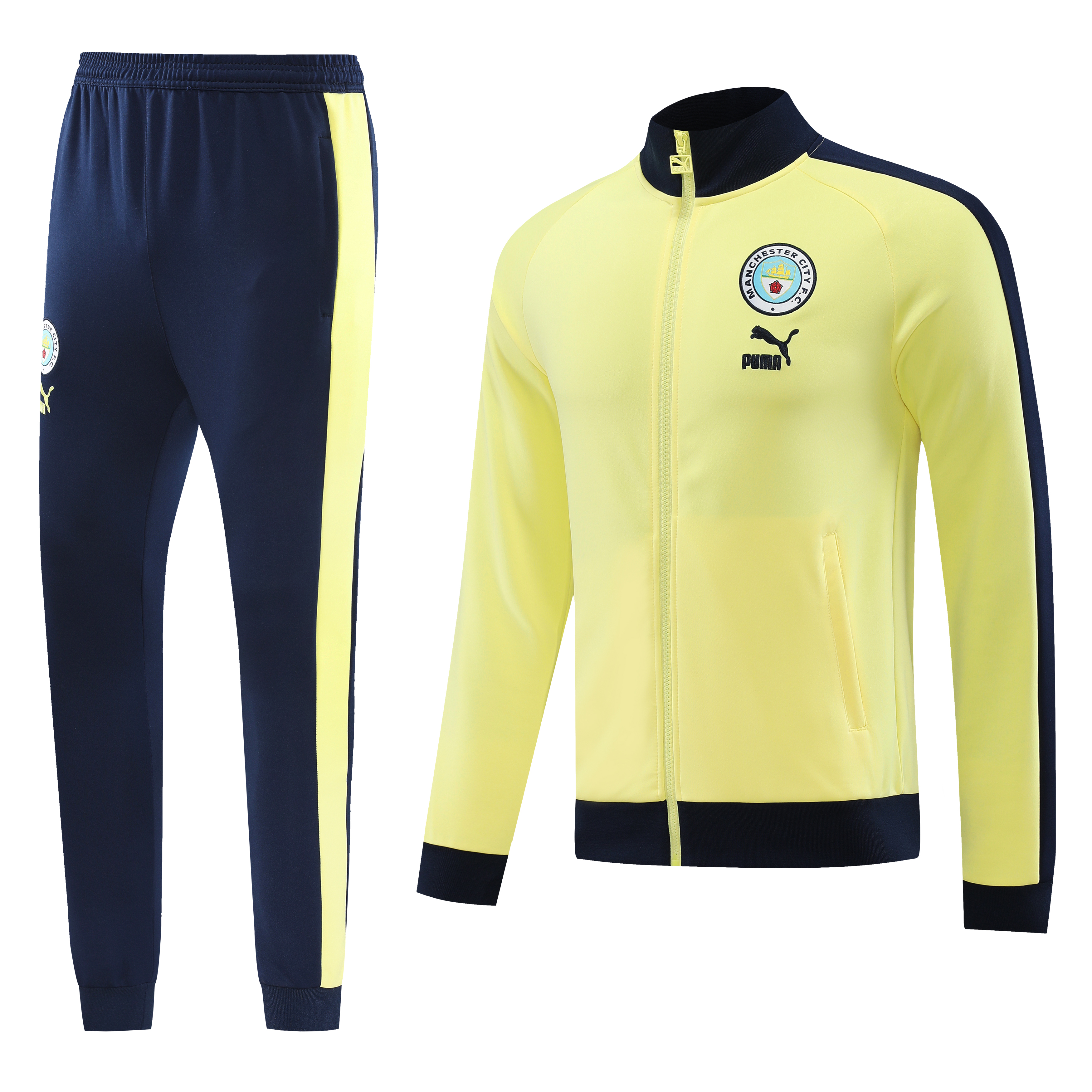 23-24 Manchester City Yellow Jacket Suit - UnitedFutballJersey
