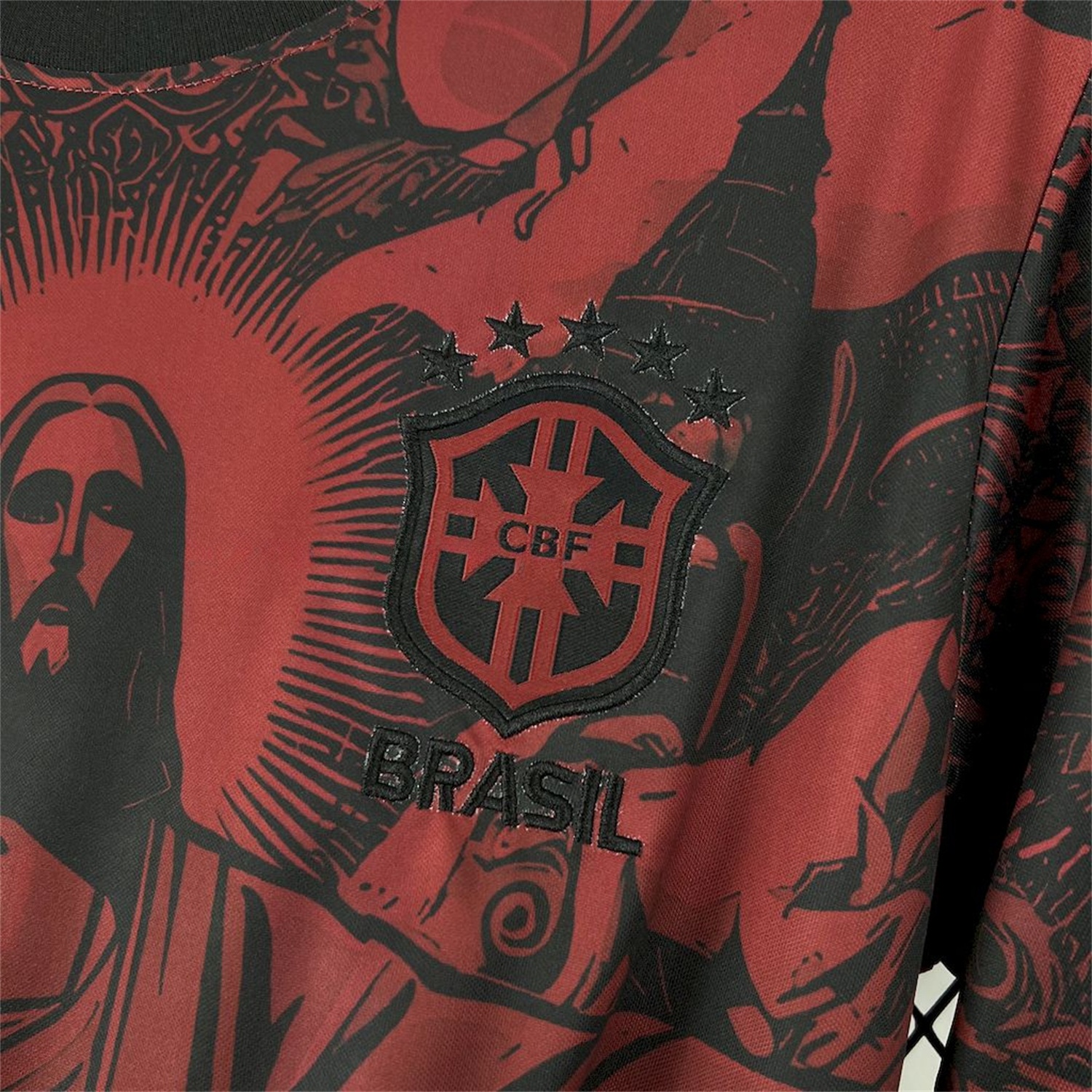 Brazil 25-26 Jordan Black Jesus Statue Red Special Jersey - Fans Version - UnitedFutballJersey