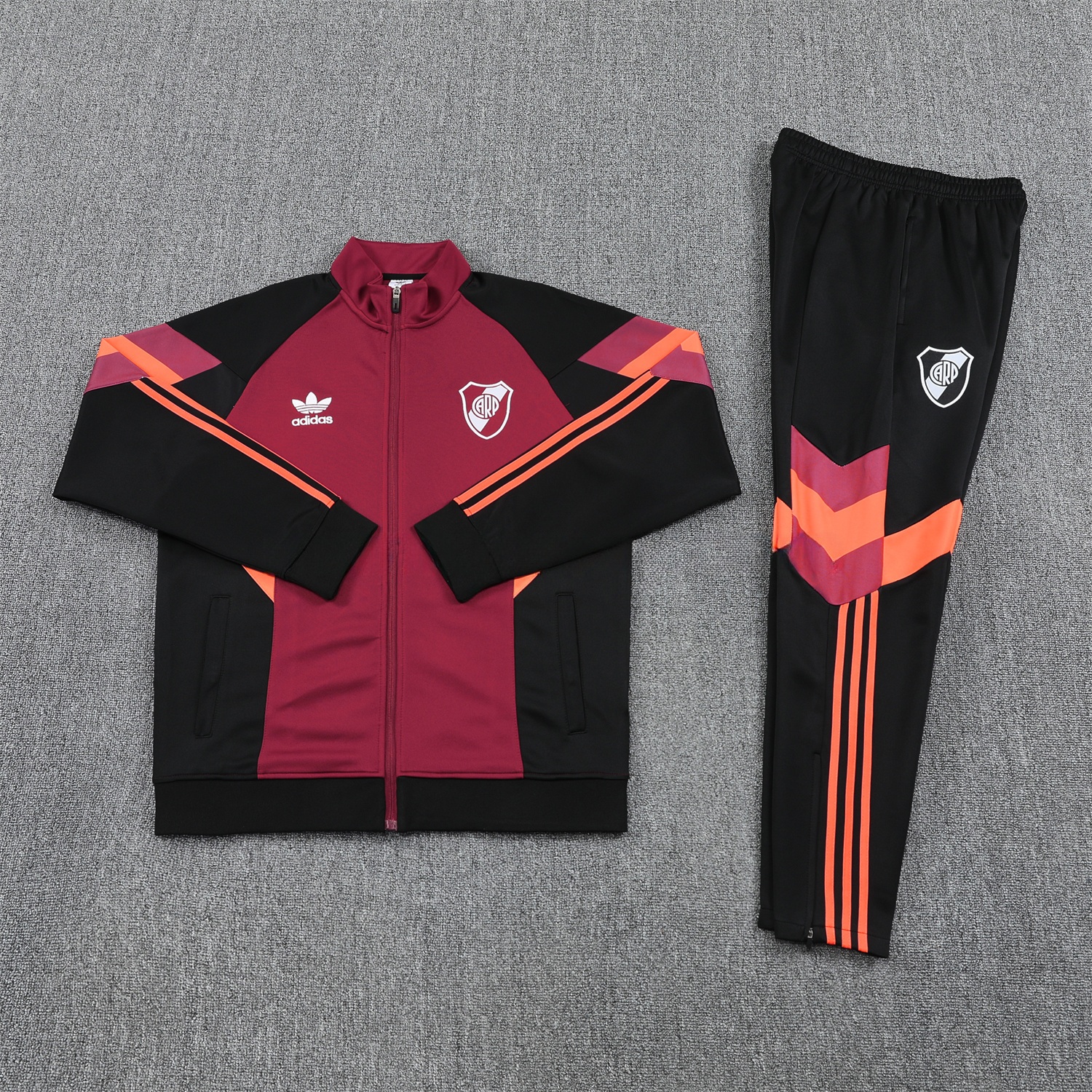 River Plate 25-26 Terrace Jacket Training Tracksuit - Deep Red Jackets & Black Pants - UnitedFutballJersey