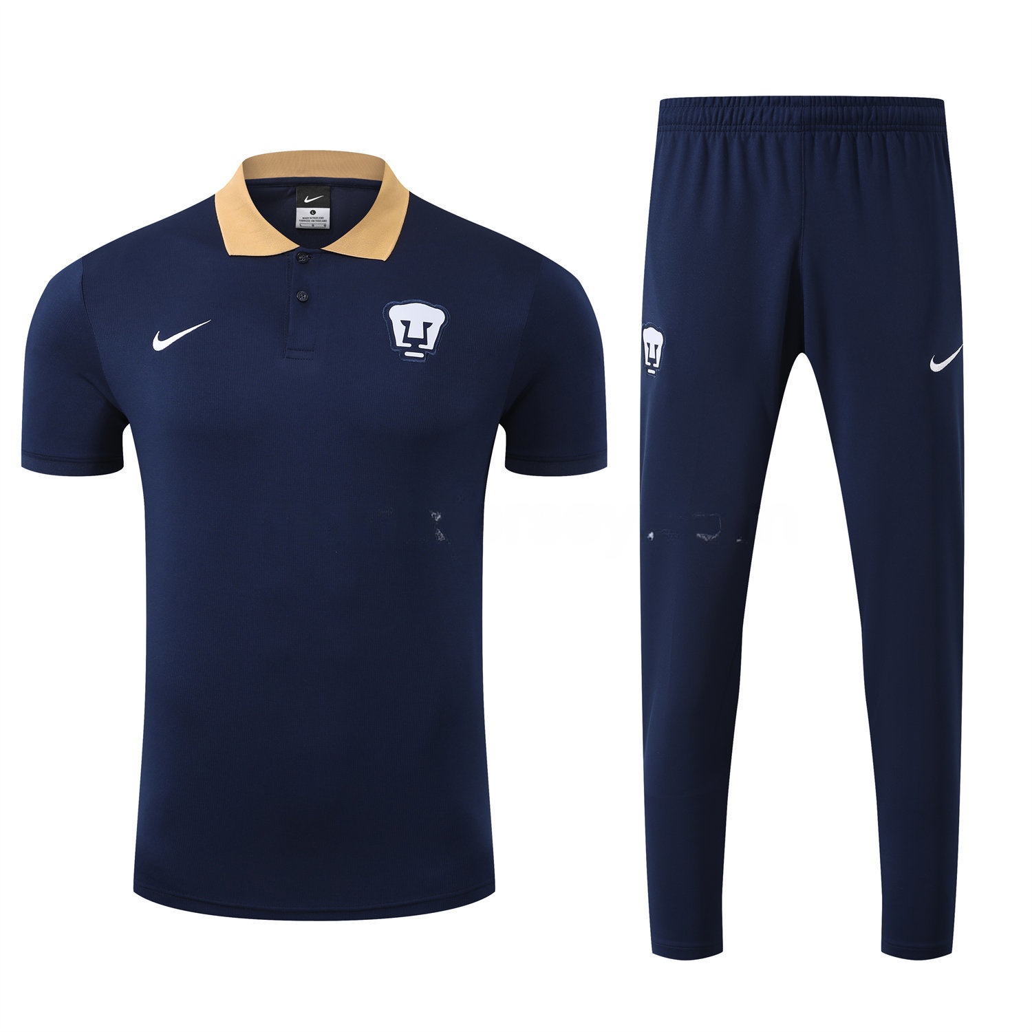 Pumas UNAM 25-26 POLO Short-Sleeve Training Set - Deep Blue Top and Pants - UnitedFutballJersey