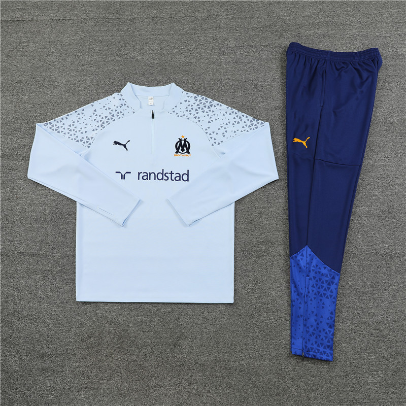 Marseille 23-24 Kids Long Sleeve Training Set Grey - UnitedFutballJersey
