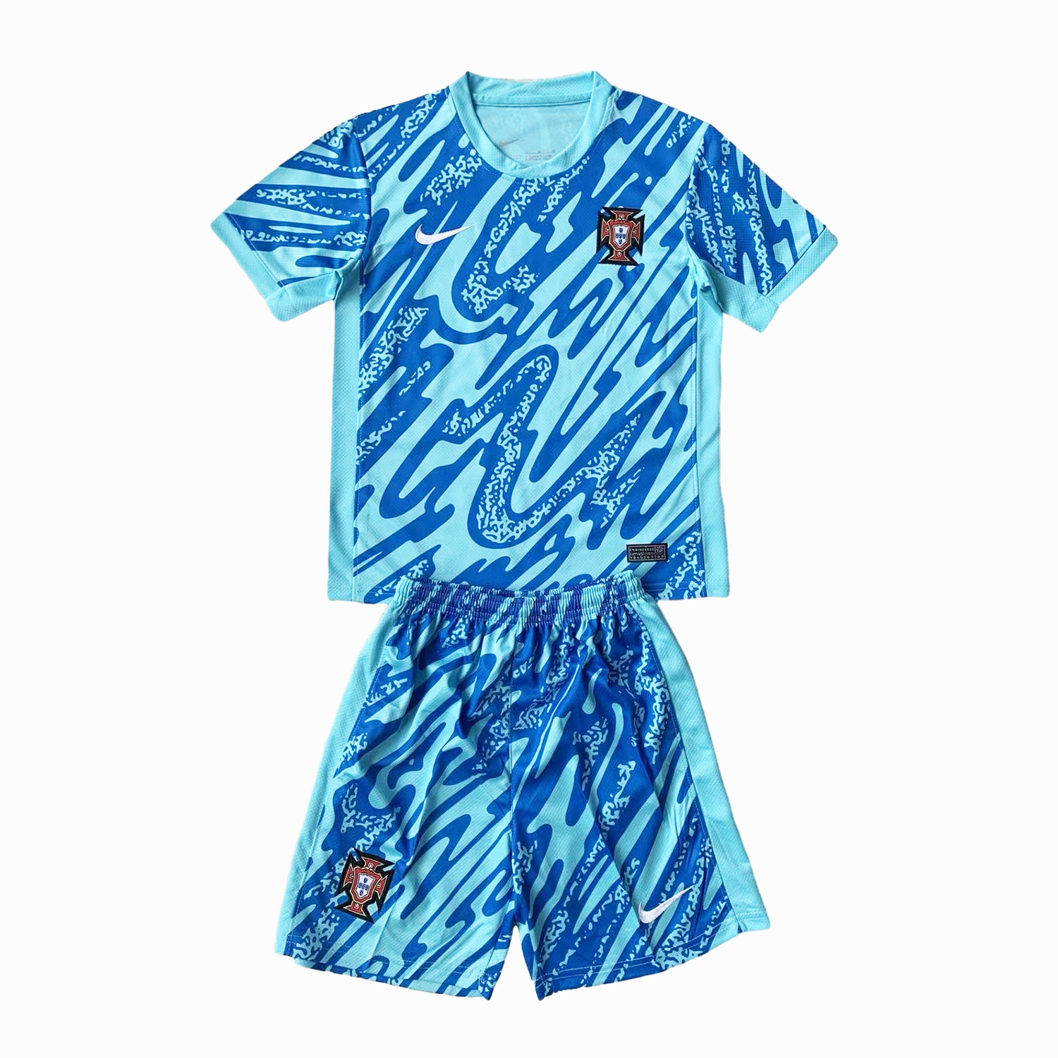 Portugal 2024 Goalkeeper Kids Kit - Lake Blue - UnitedFutballJersey