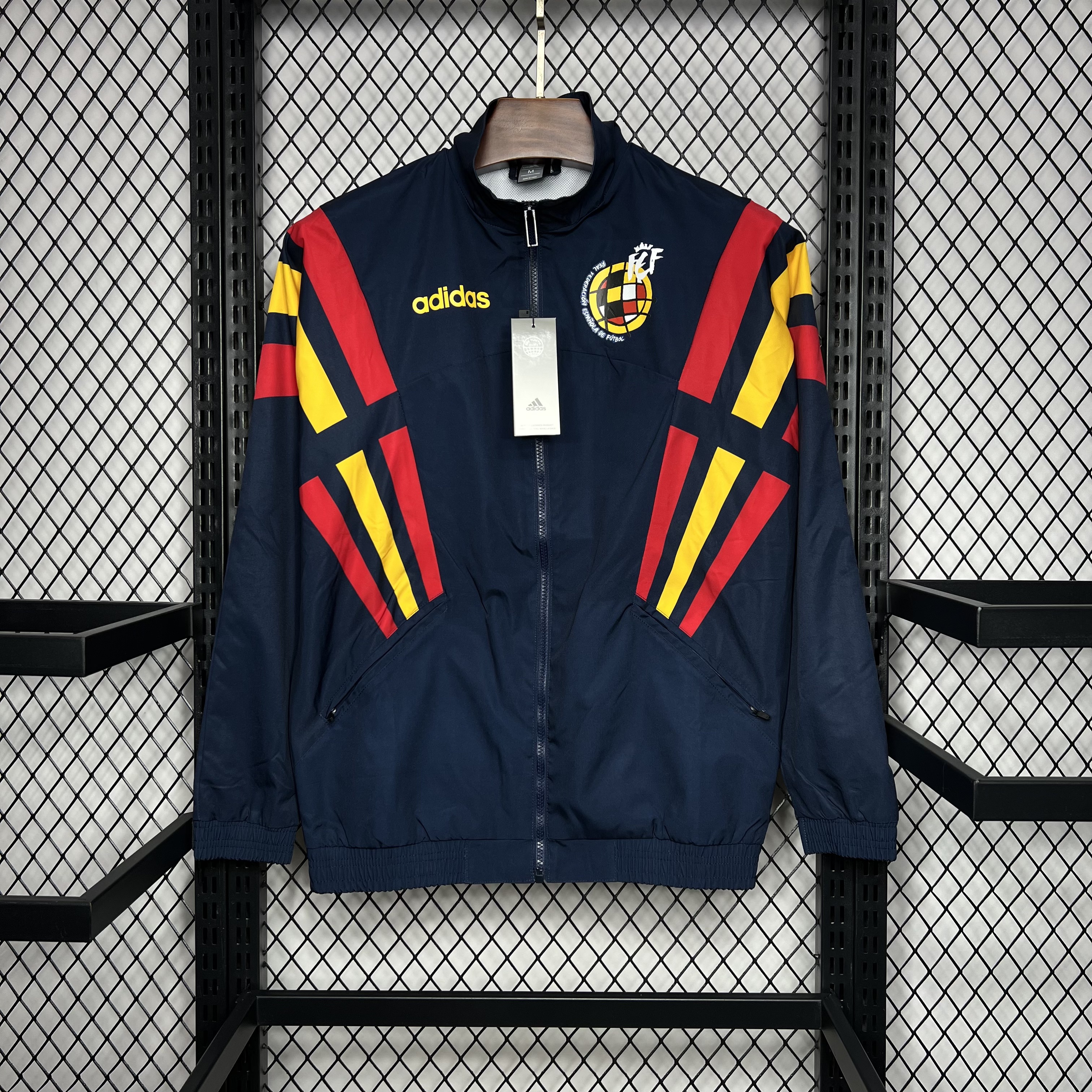 Spain 2024 Retro Style Player Windbreaker Jacket - Deep Blue - UnitedFutballJersey