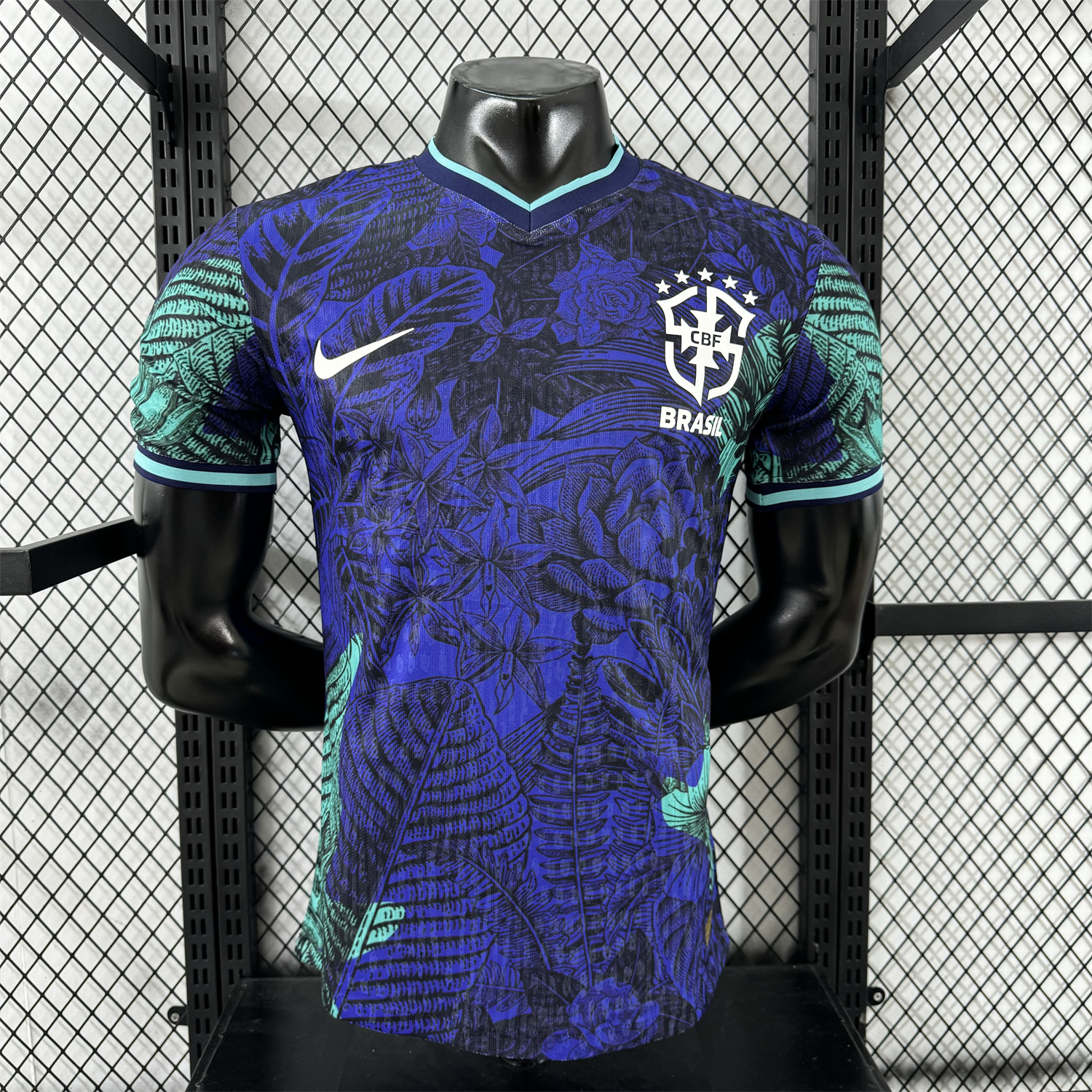 Brazil 25-26 Blue Flowers and Leaves Jersey - Player Version - UnitedFutballJersey