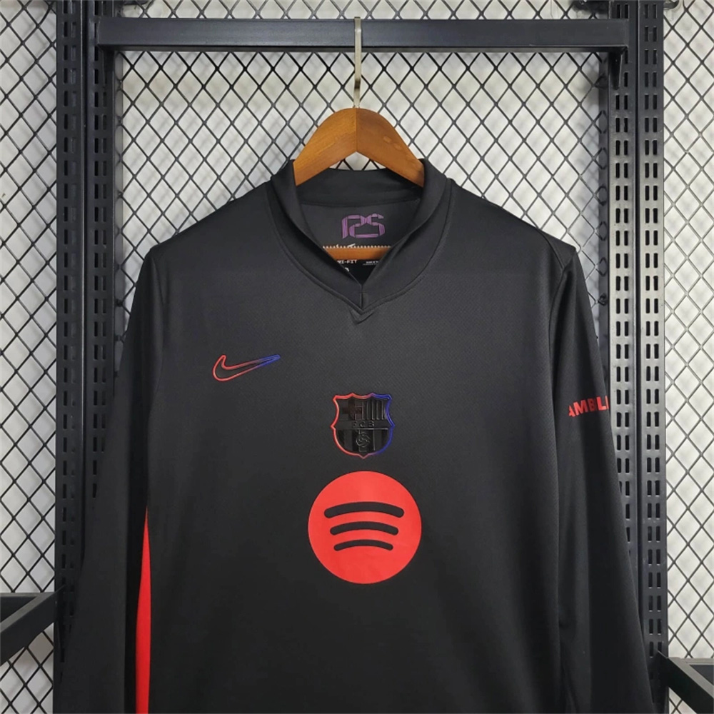 Barcelona 24-25 Away Long Sleeve Jersey with Big Logo - Fans Version - UnitedFutballJersey