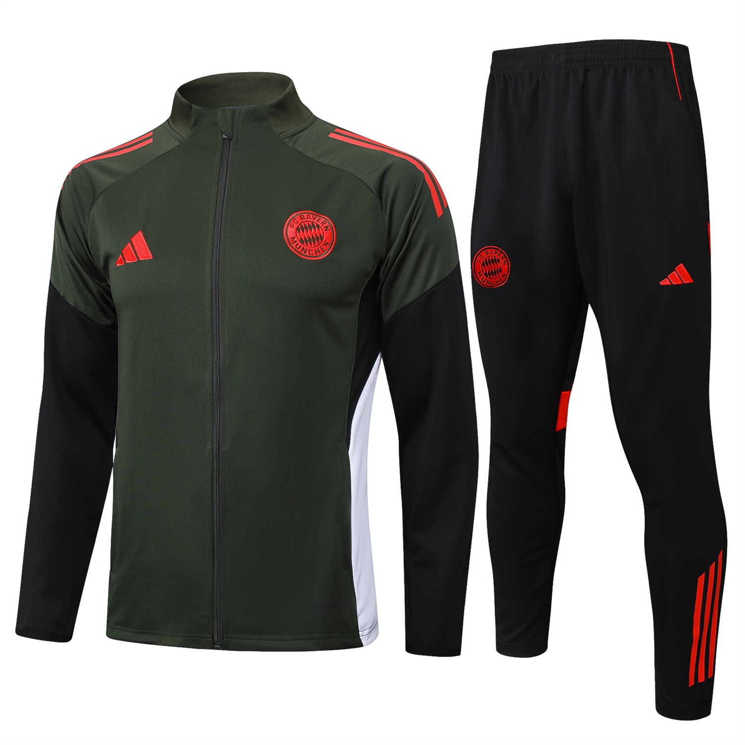 Bayern Munich 25-26 Jacket Training Tracksuit - Army Green Top and Black Pants - UnitedFutballJersey